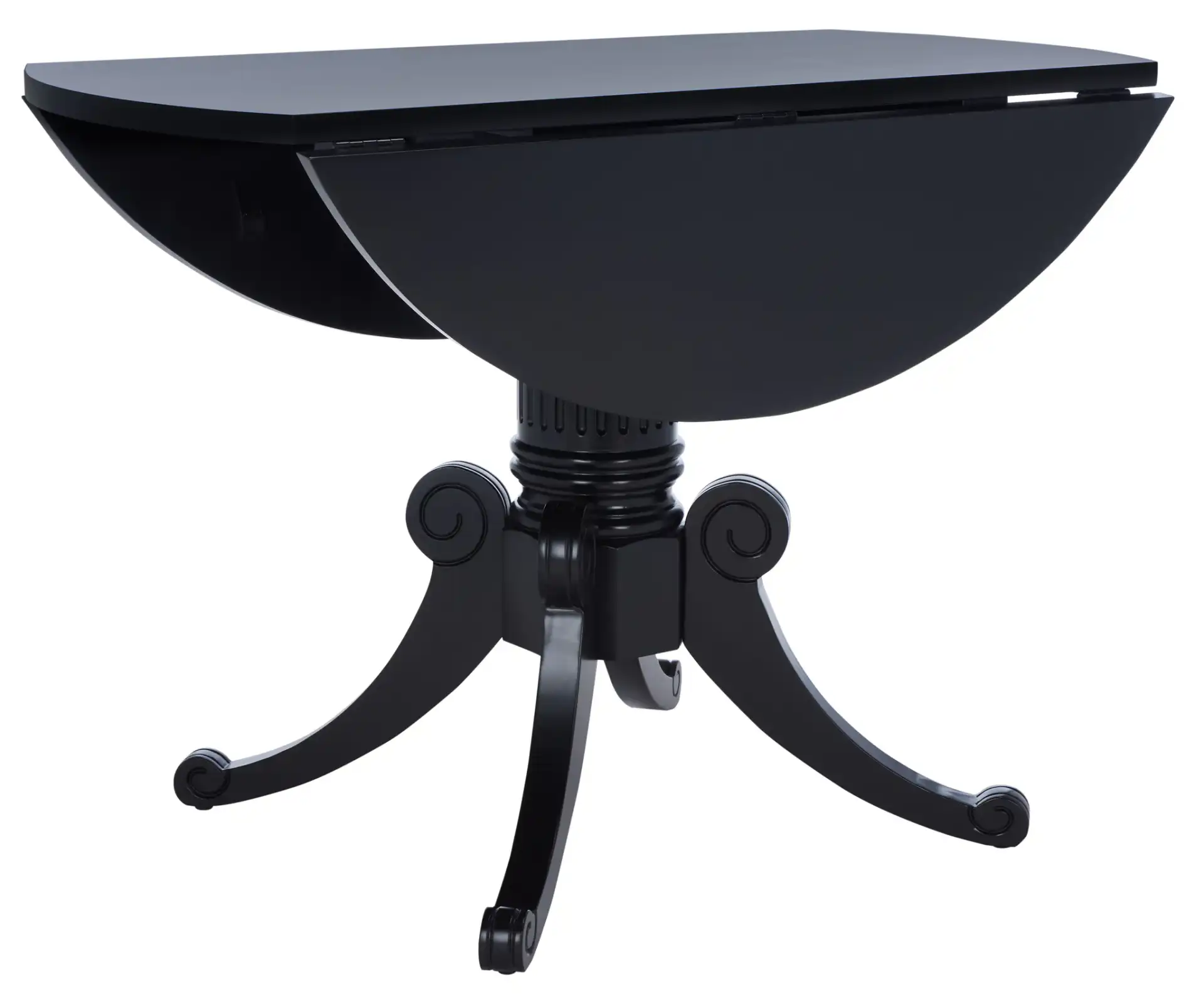 Forest Drop Leaf Dining Table in Black, detail view