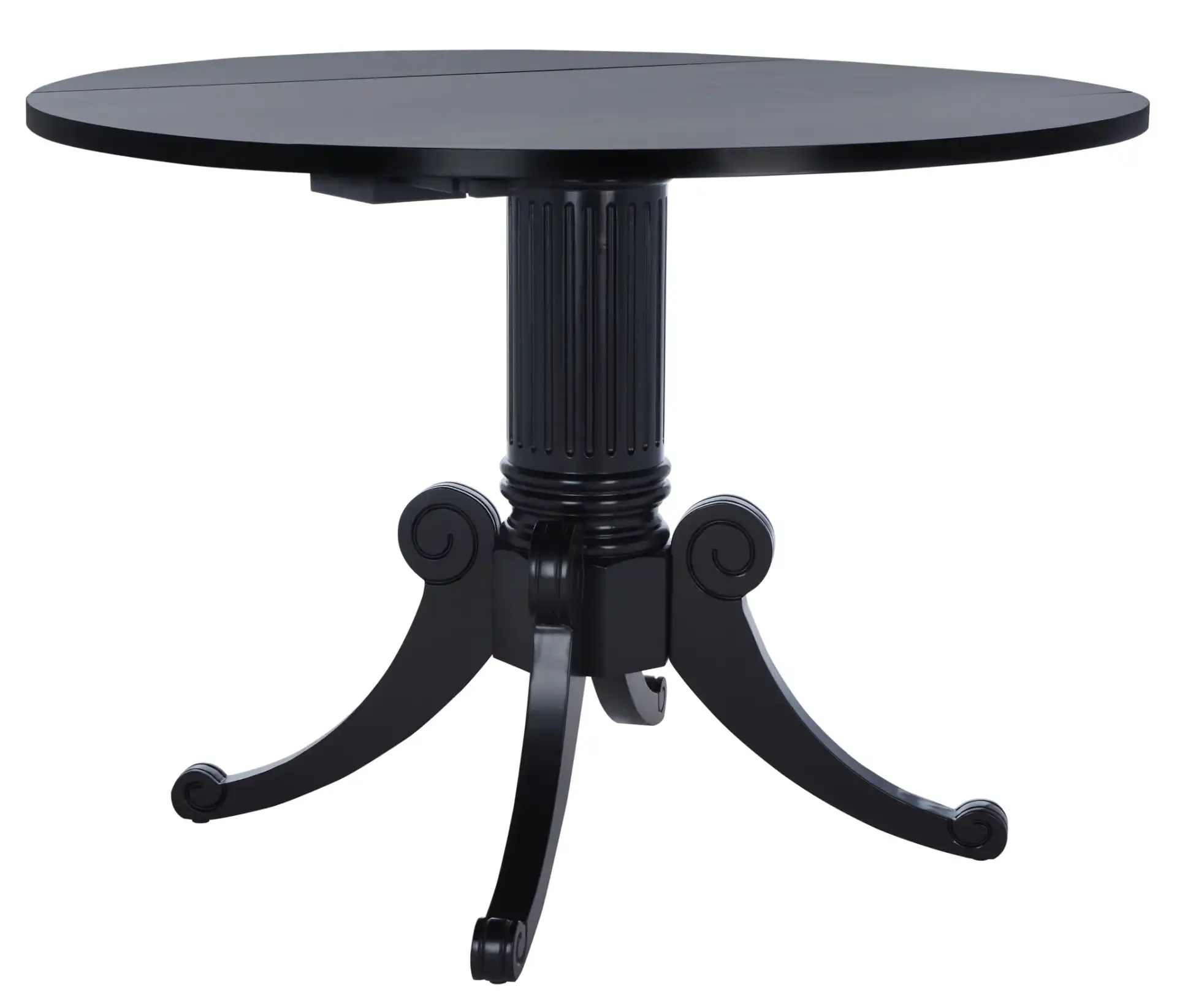 Forest Drop Leaf Dining Table in Black, detail view