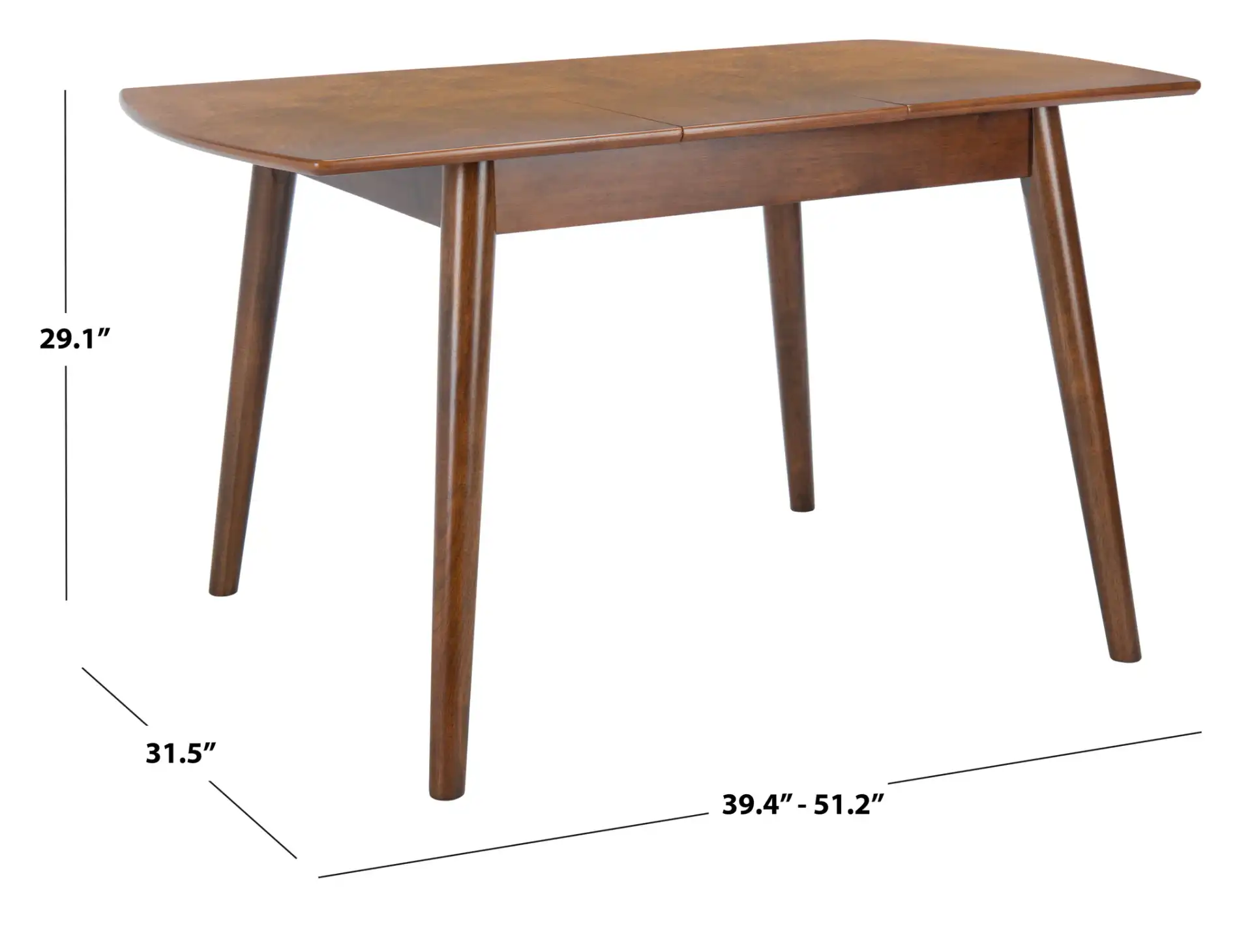 Varda Manual Extension Dining Table in Walnut, detail view