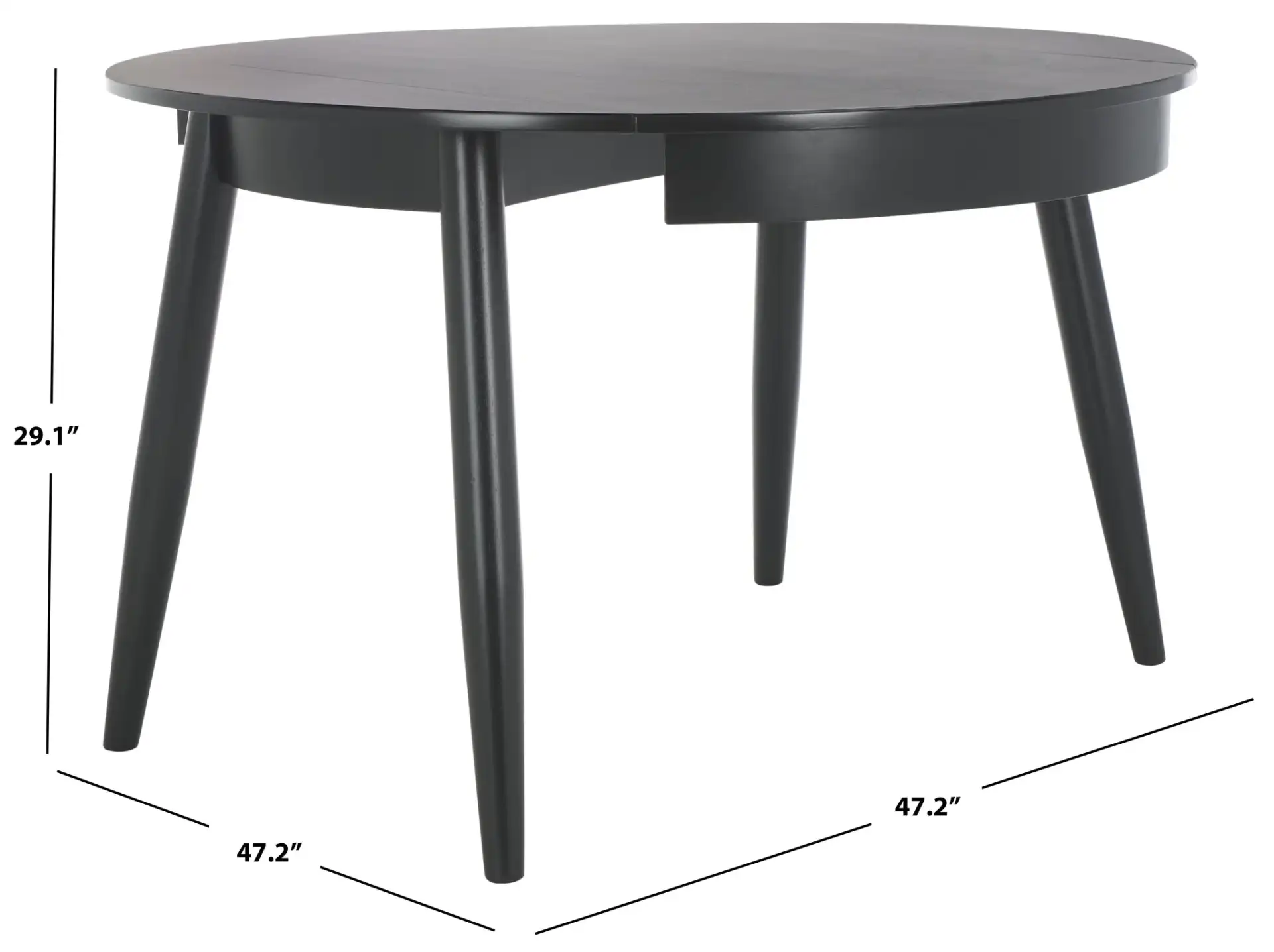 Malakai Folding Round Dining Table in Black, detail view