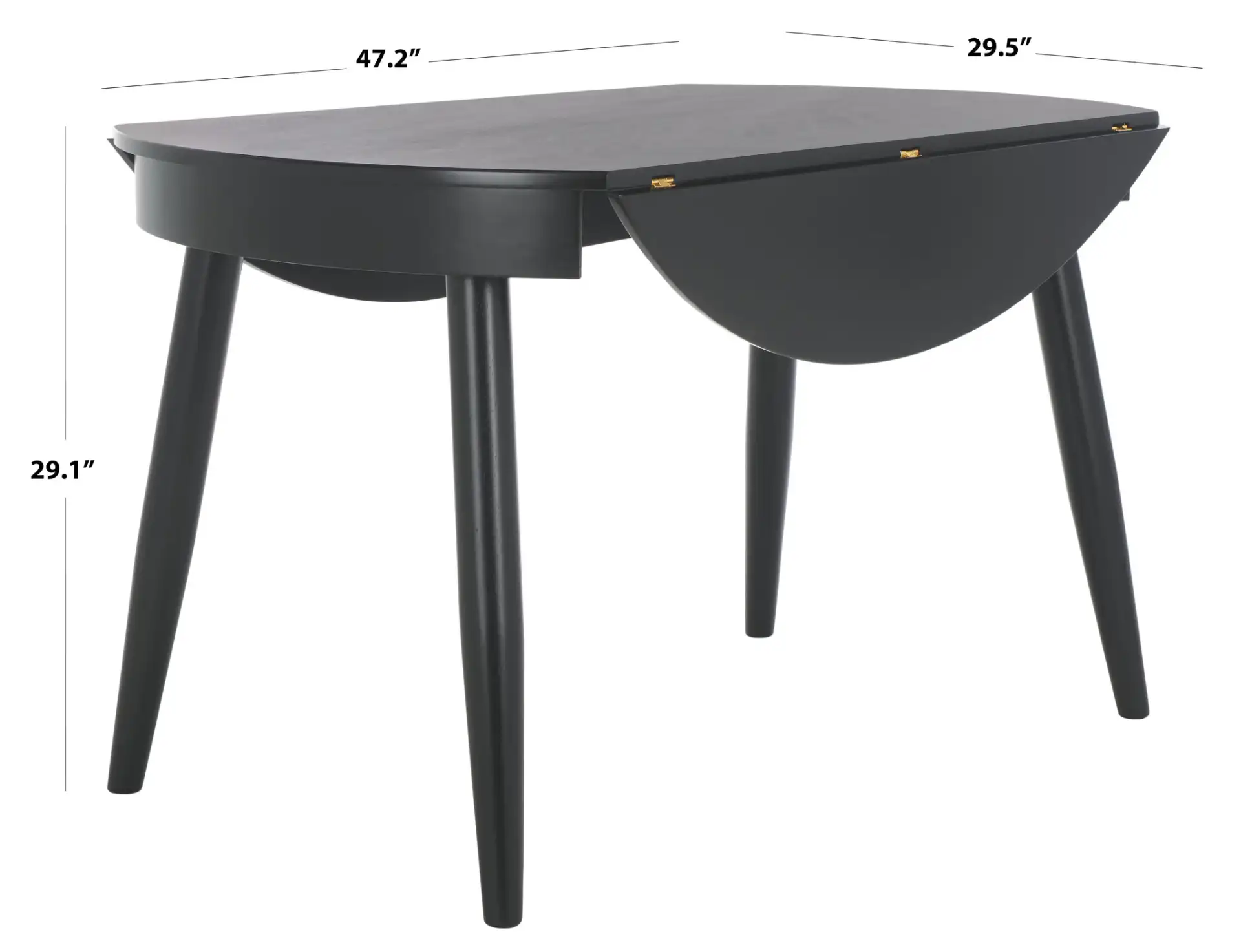 Malakai Folding Round Dining Table in Black, detail view