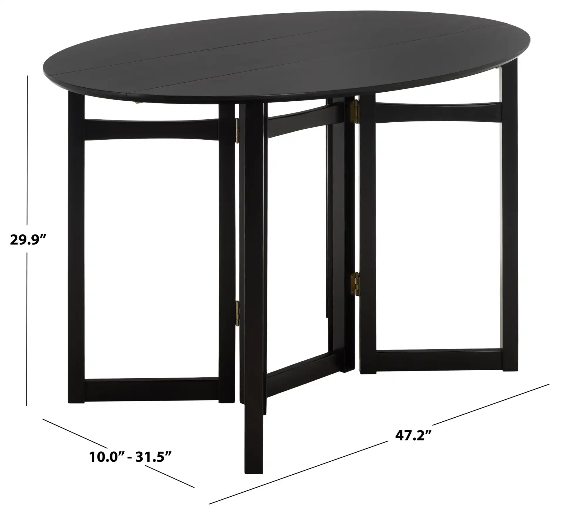 Roz Folding Round Dining Table in Black, detail view