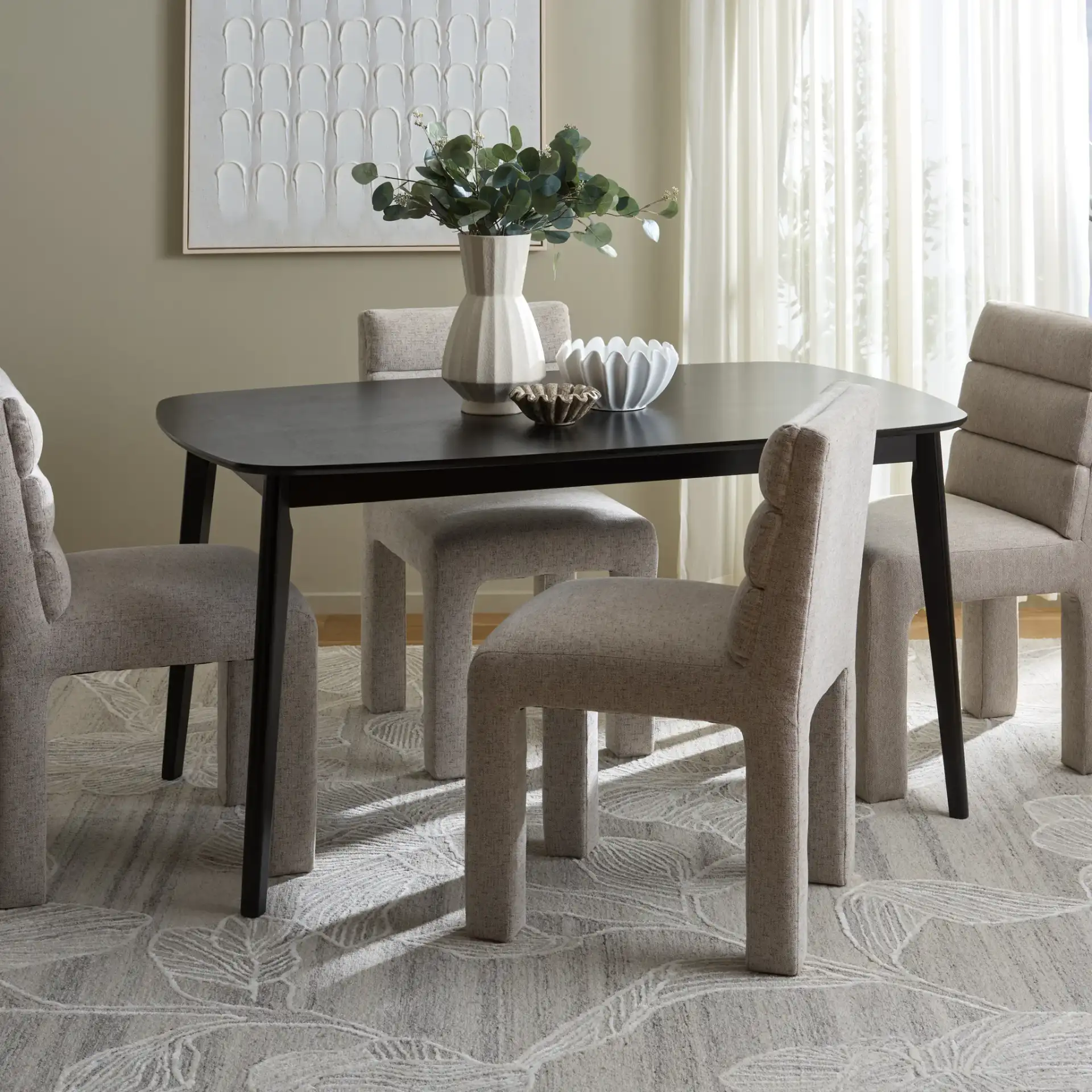 Bolinas Dining Table in Black in a styled room