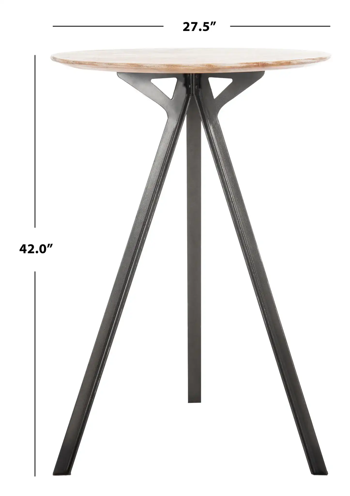 Axel Tripod Pub Table in Gray Washed / Black, detail view