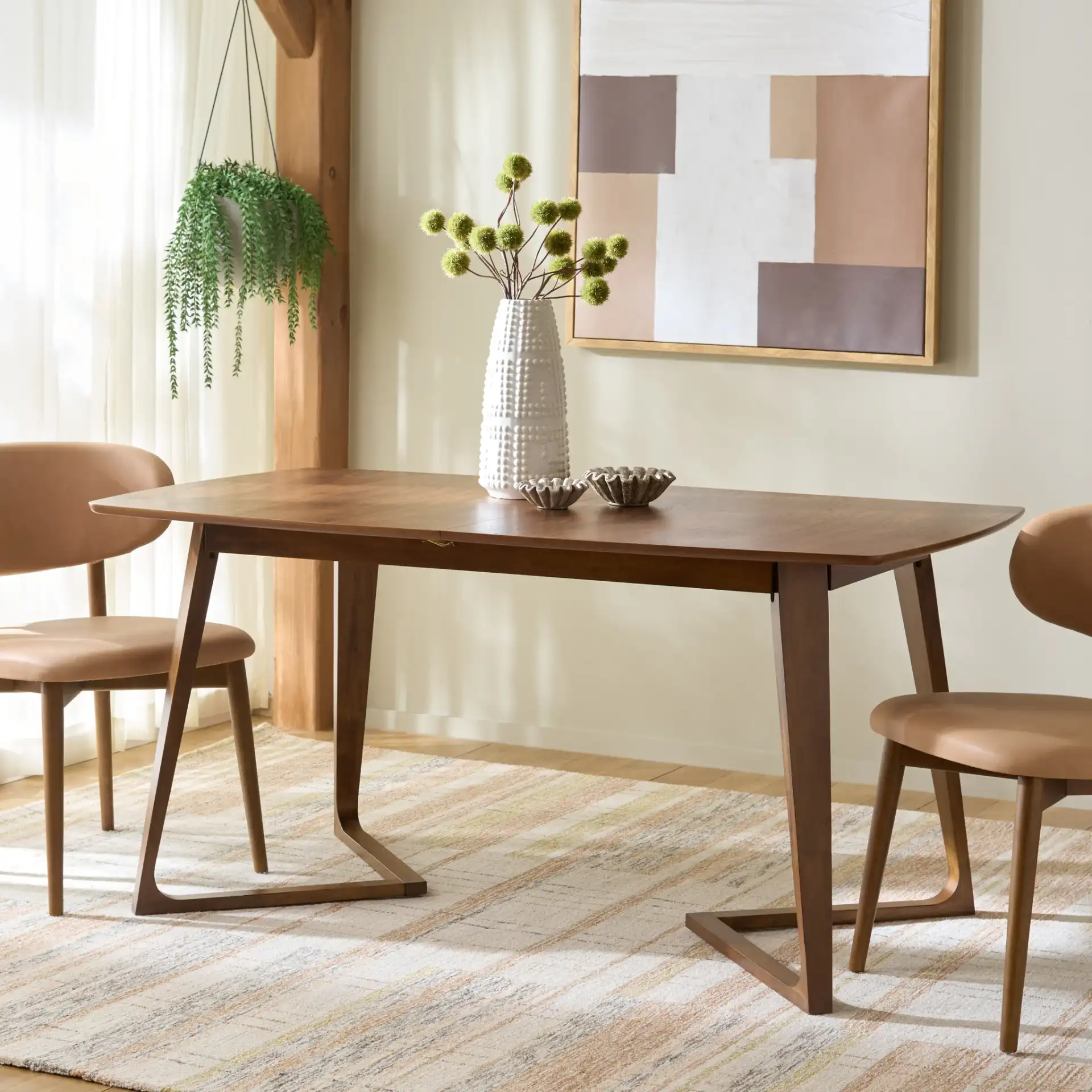 Alissa Extendable Dining Table in Walnut in a styled room