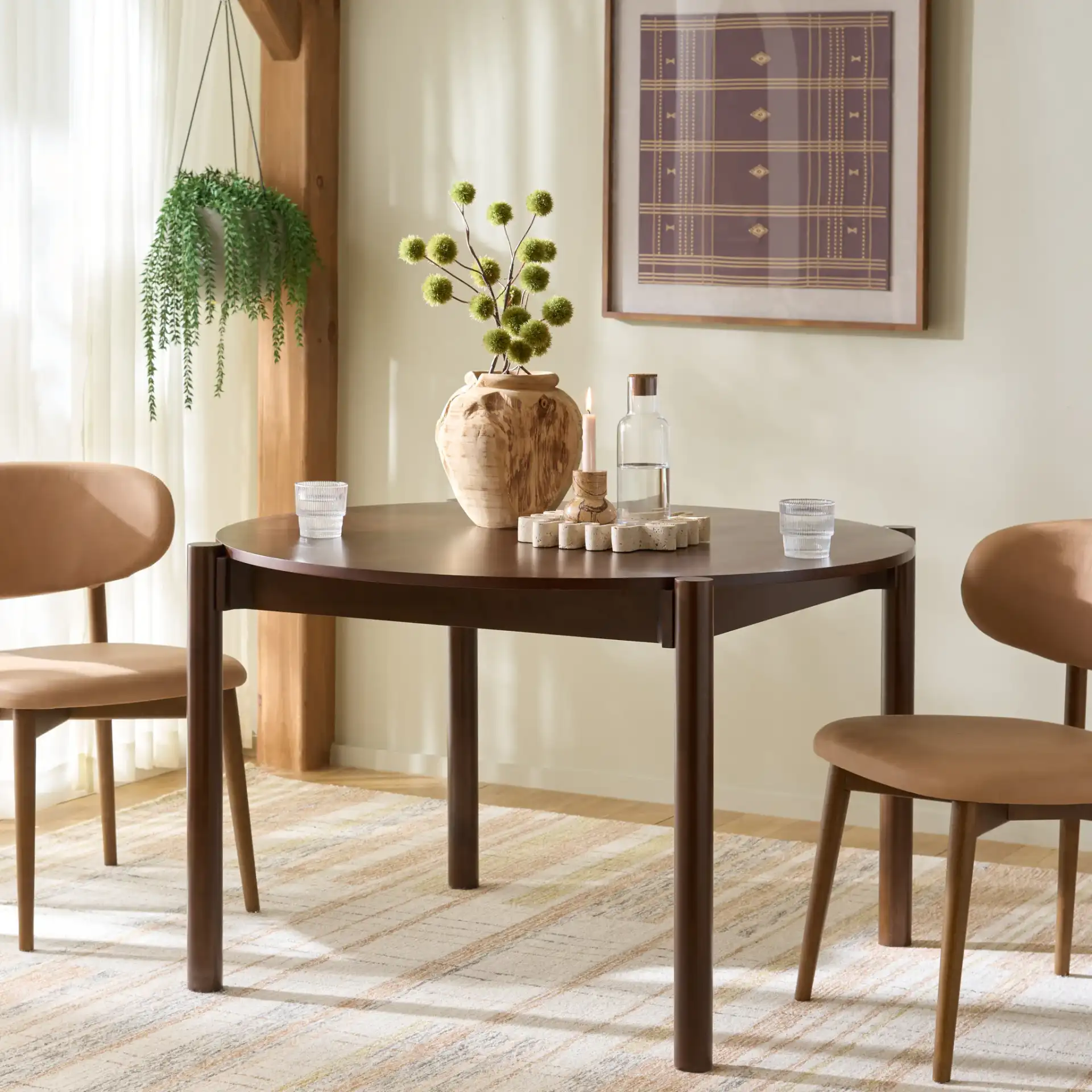 Naomina Dining Table in Walnut in a styled room