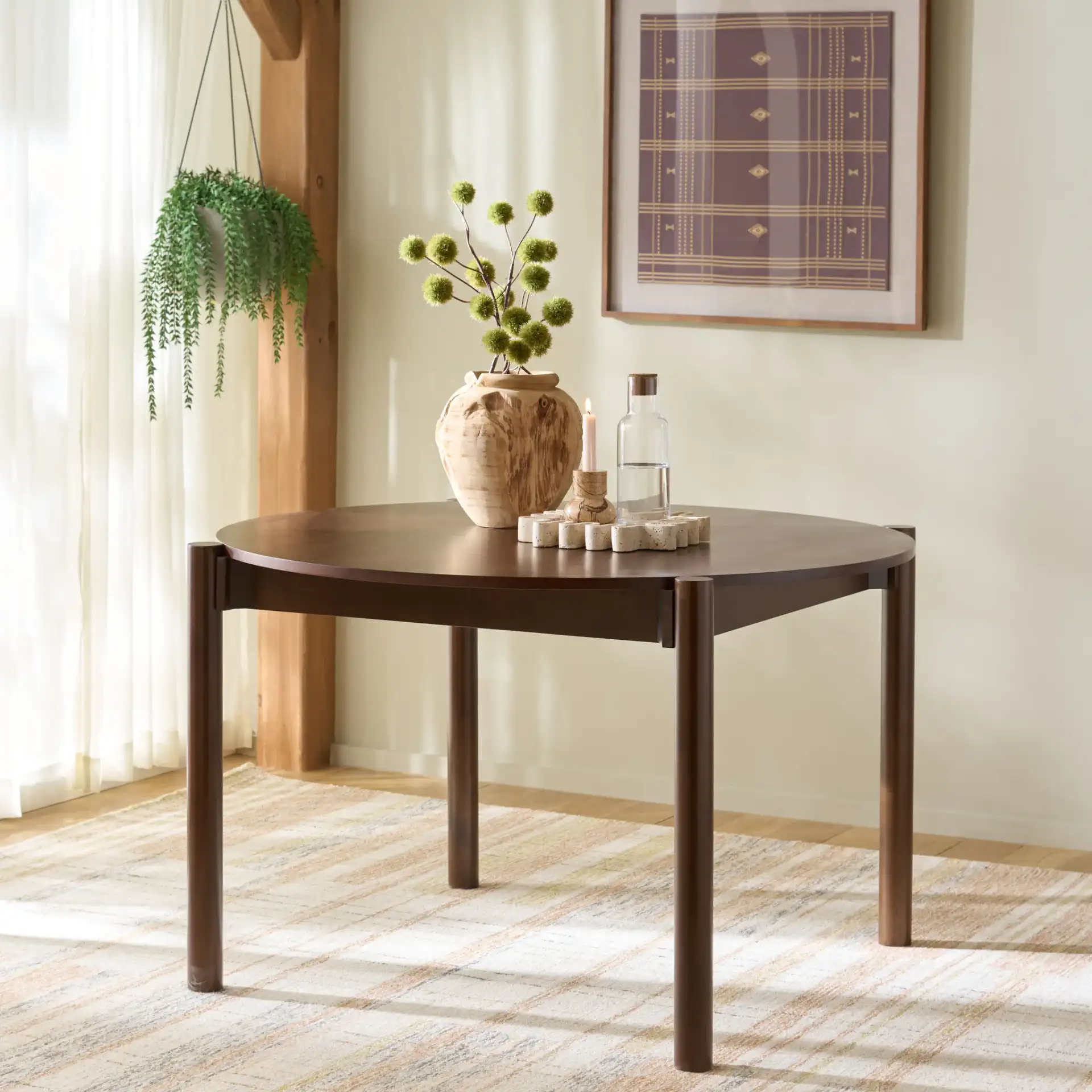 Naomina Dining Table in Walnut in a styled room