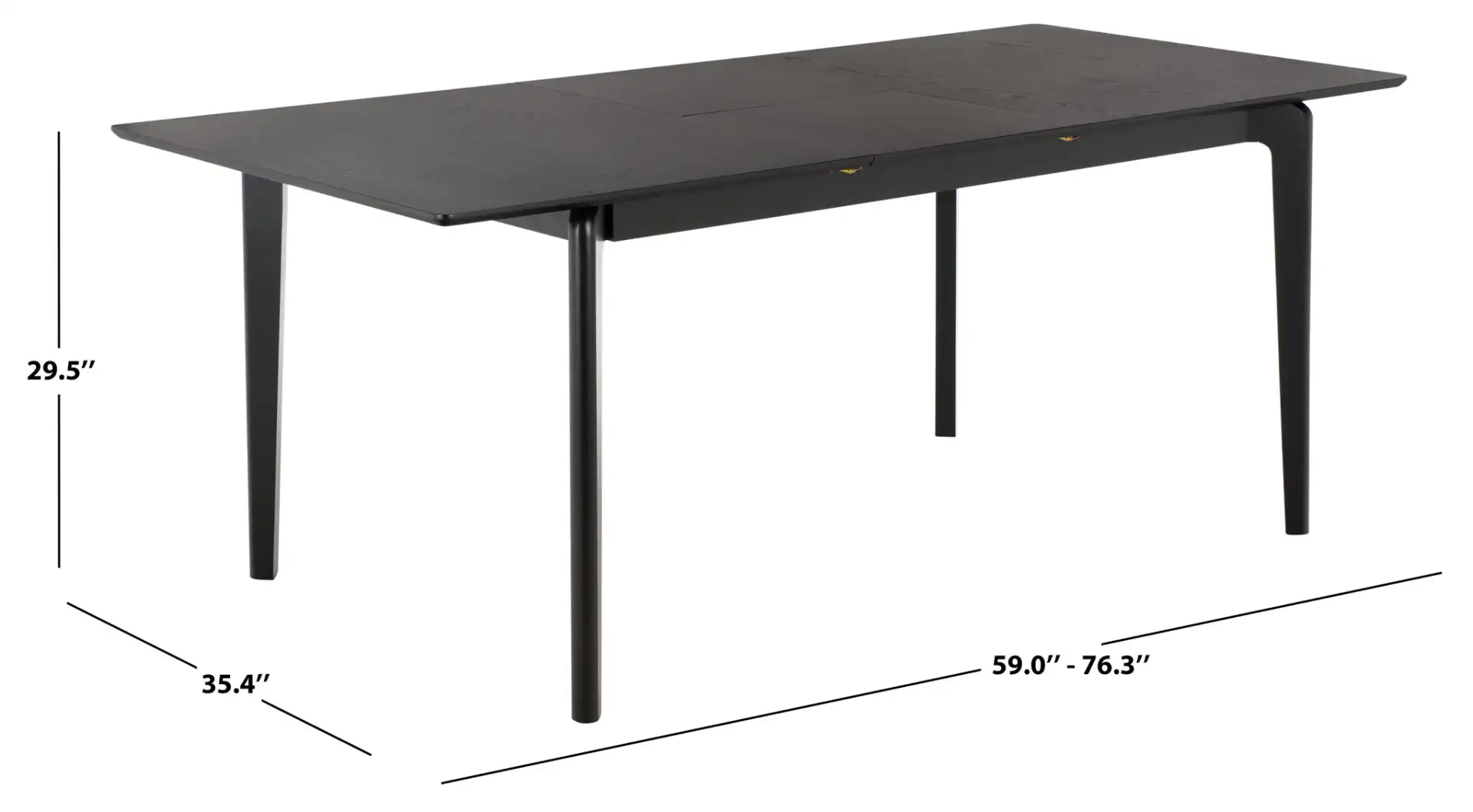 Hammis Extendable Dining Table in Black, detail view