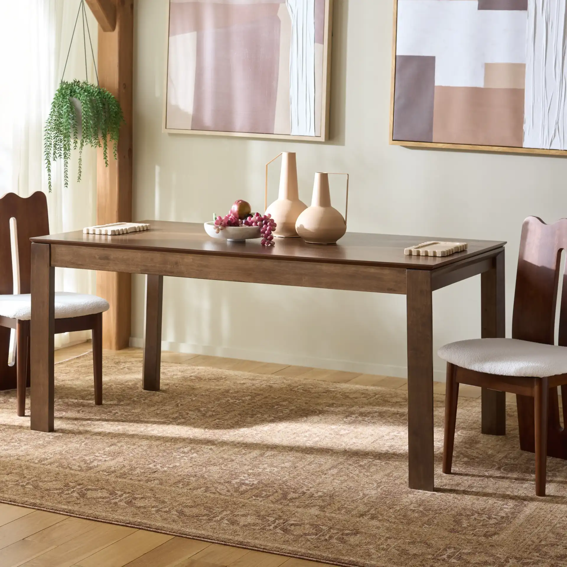 Melo Dining Table in Walnut in a styled room