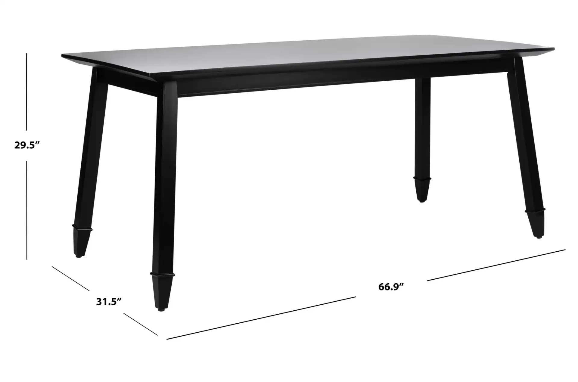 Brayson Rectangle Dining Table in Black, detail view