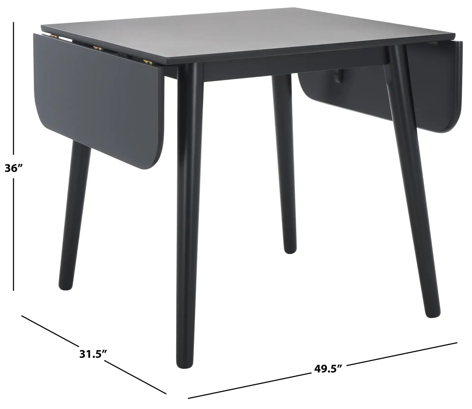 Damarius Drop Leaf Table in Matte Black, detail view