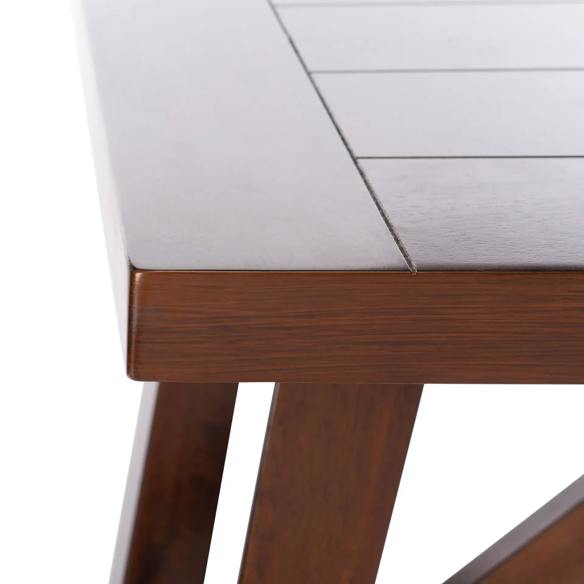 Ainslee Rectangle Dining Table in Brown in a styled room