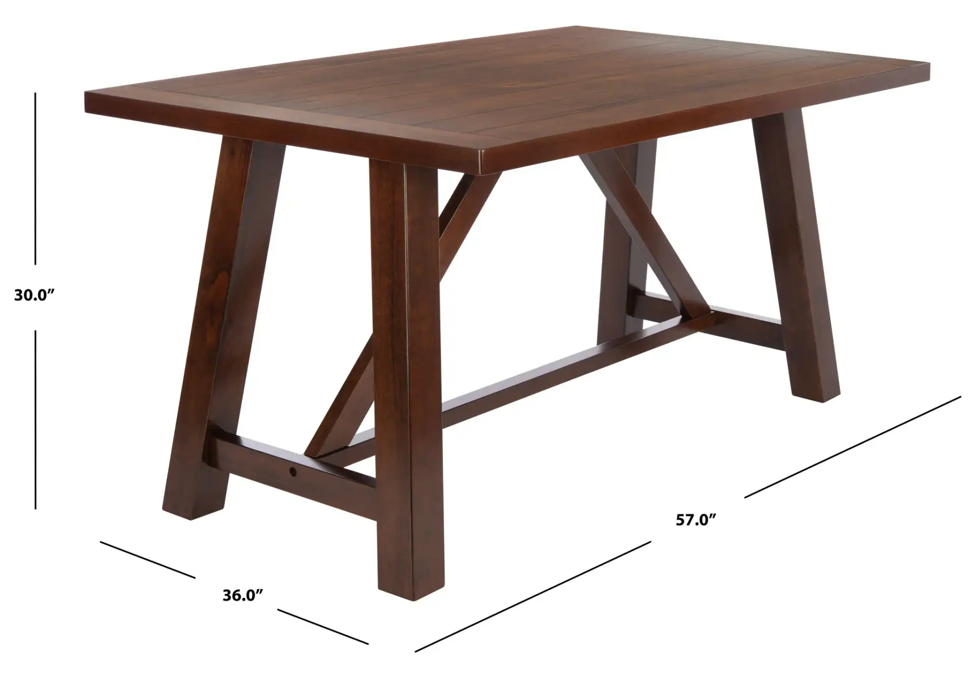 Ainslee Rectangle Dining Table in Brown, detail view