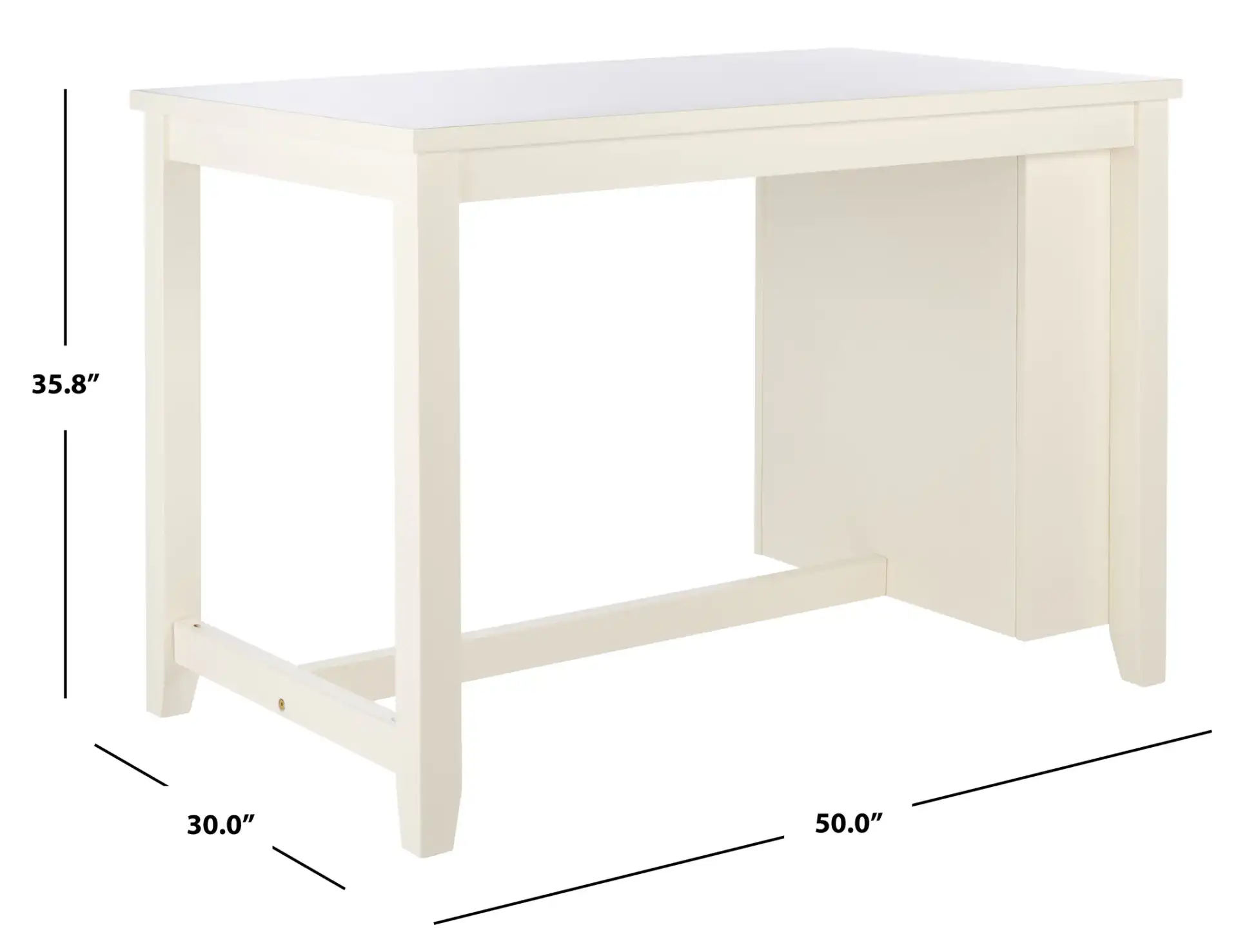 Aero Rectangle Counter Table in White, detail view