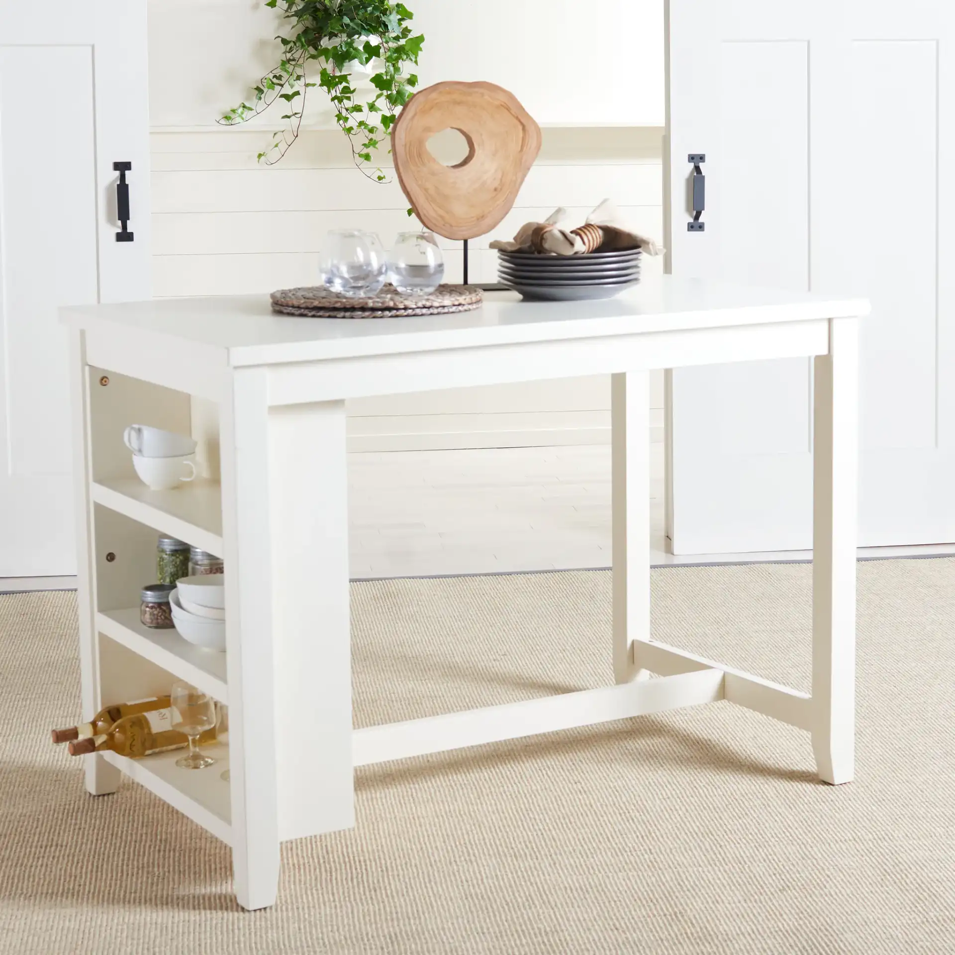 Aero Rectangle Counter Table in White in a styled room