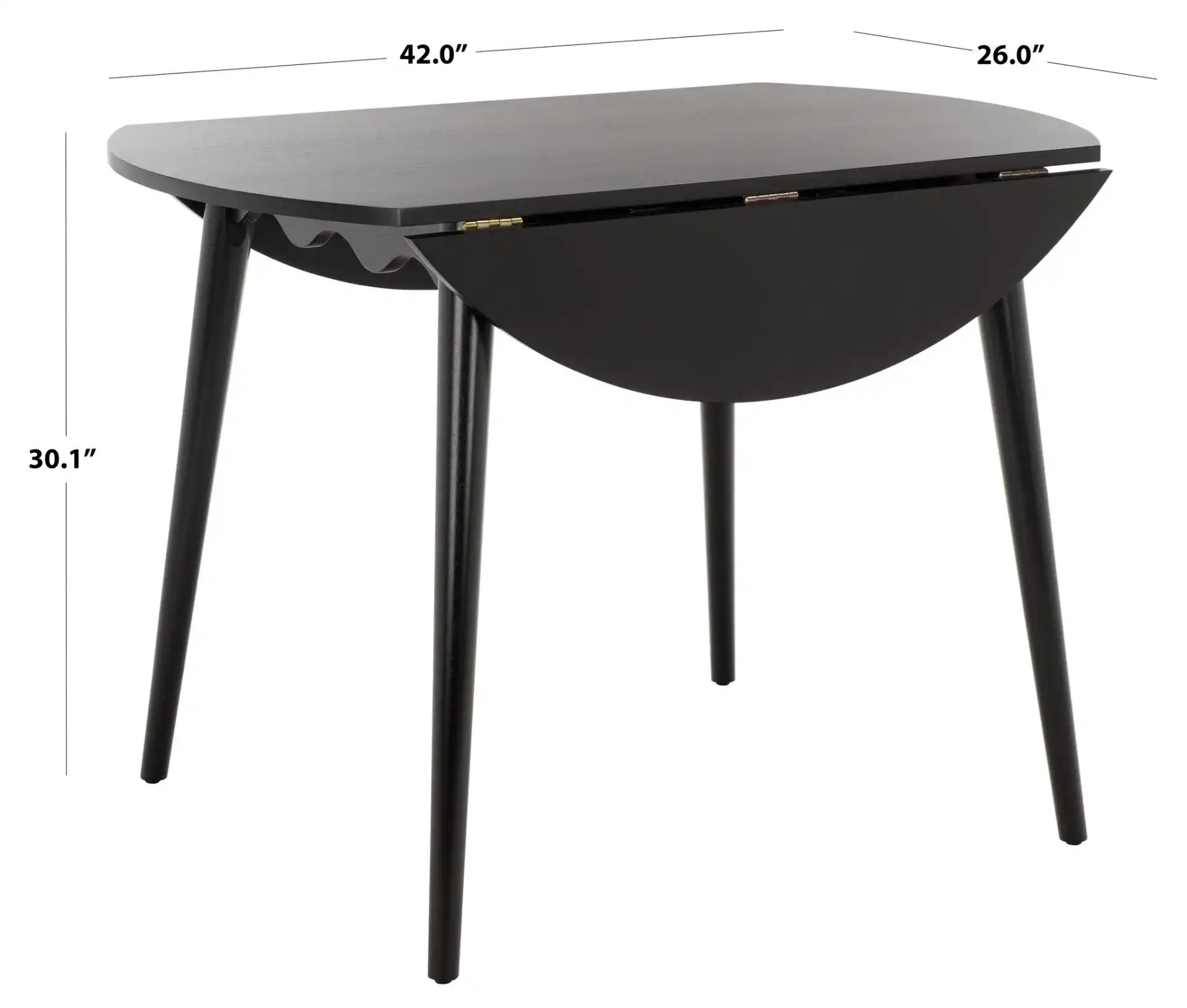Roma Round Drop Leaf Scallop Table in Black, detail view