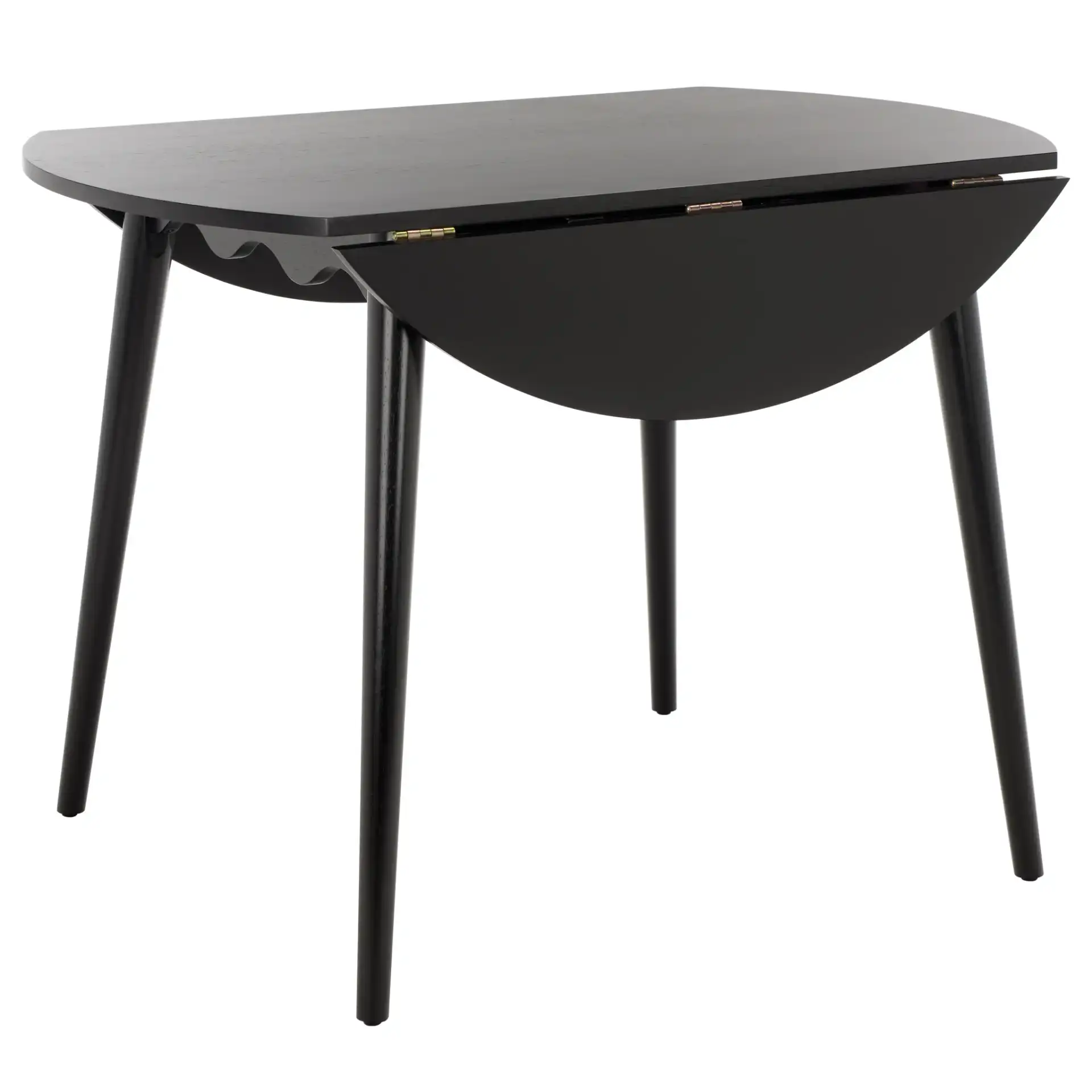 Roma Round Drop Leaf Scallop Table in Black, detail view