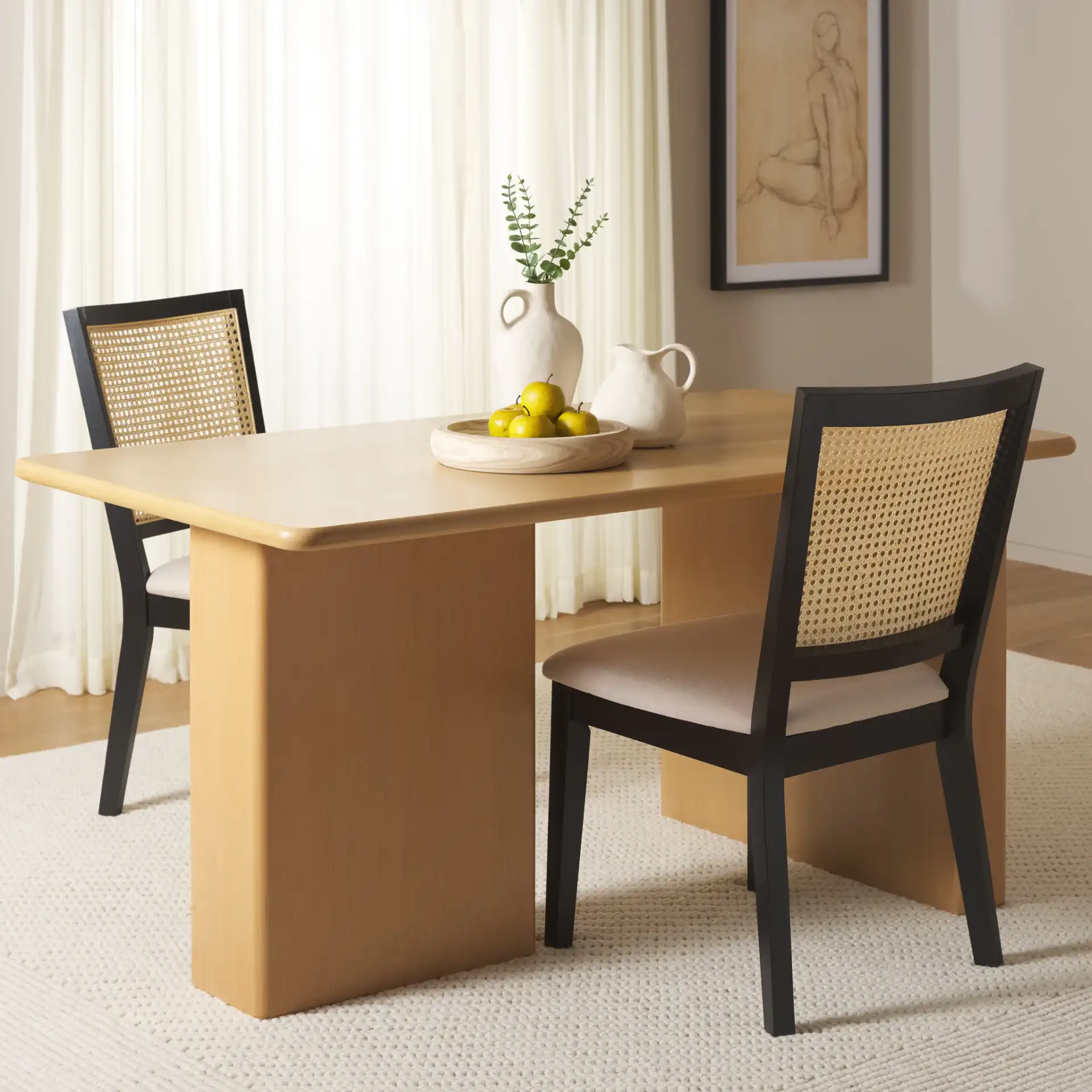 Enyo Dining Table in Natural in a styled room