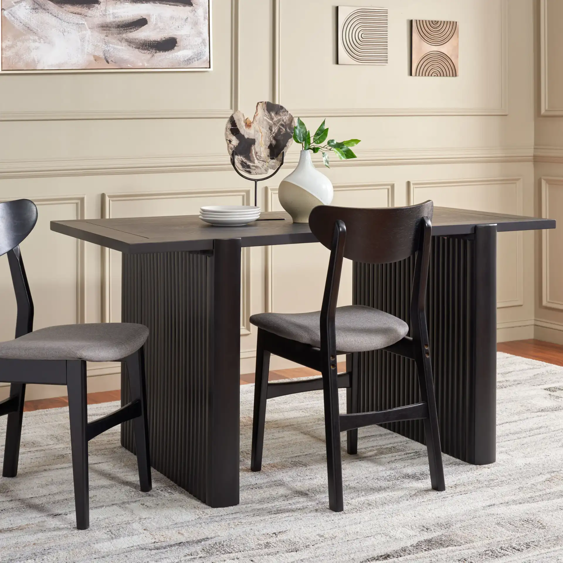 Buckley 58" Dining Table in Brown in a styled room