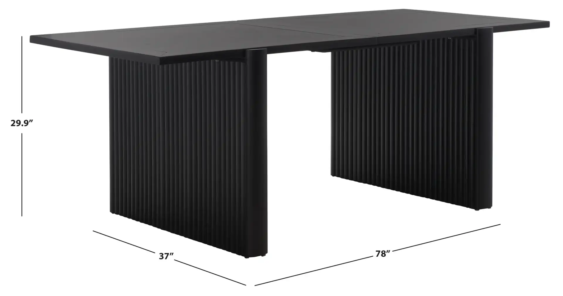 Buckley 78-Inch Dining Table in Black, detail view