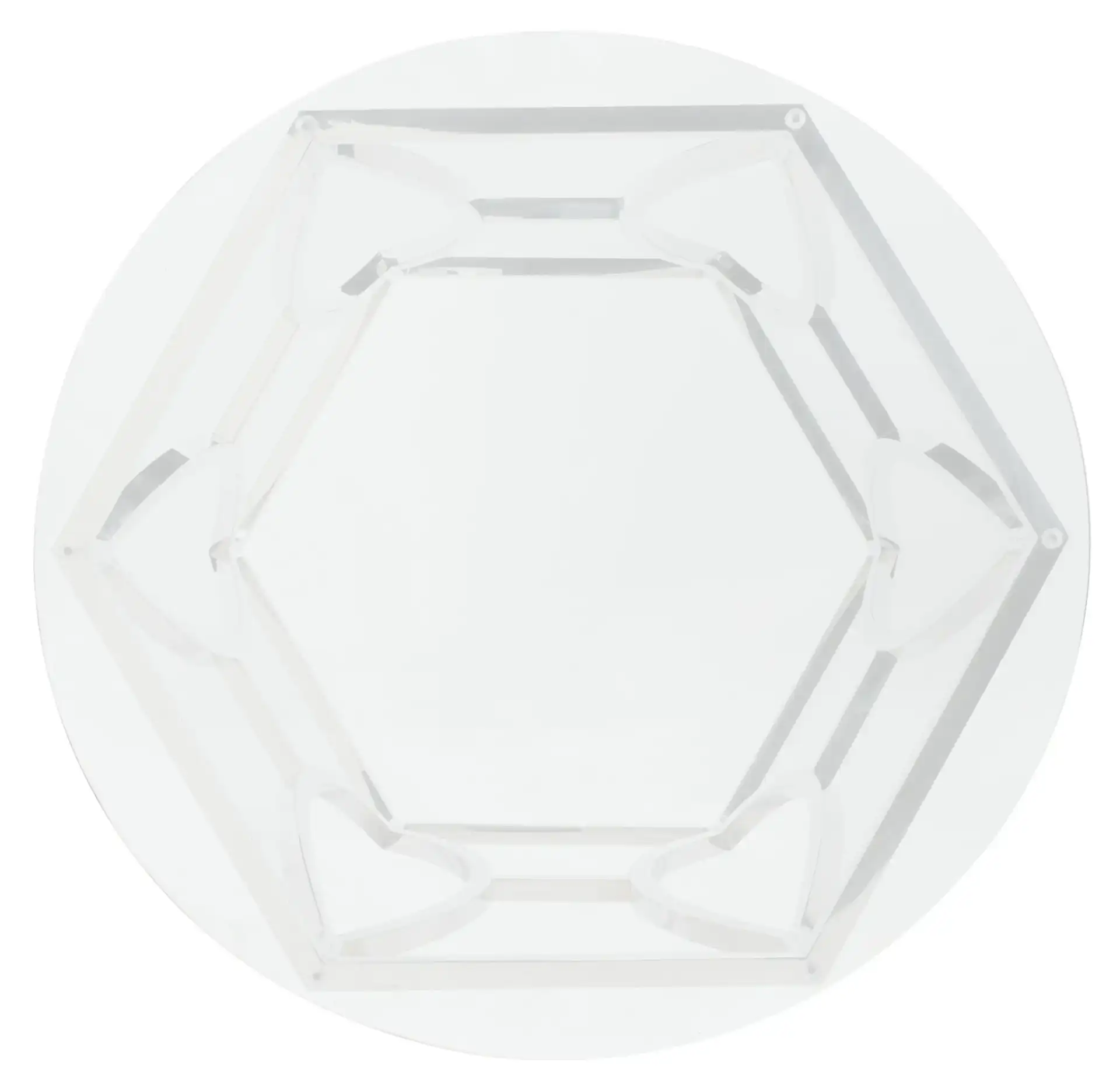 Bethwyn Round Glass Dining Table in Chrome, detail view