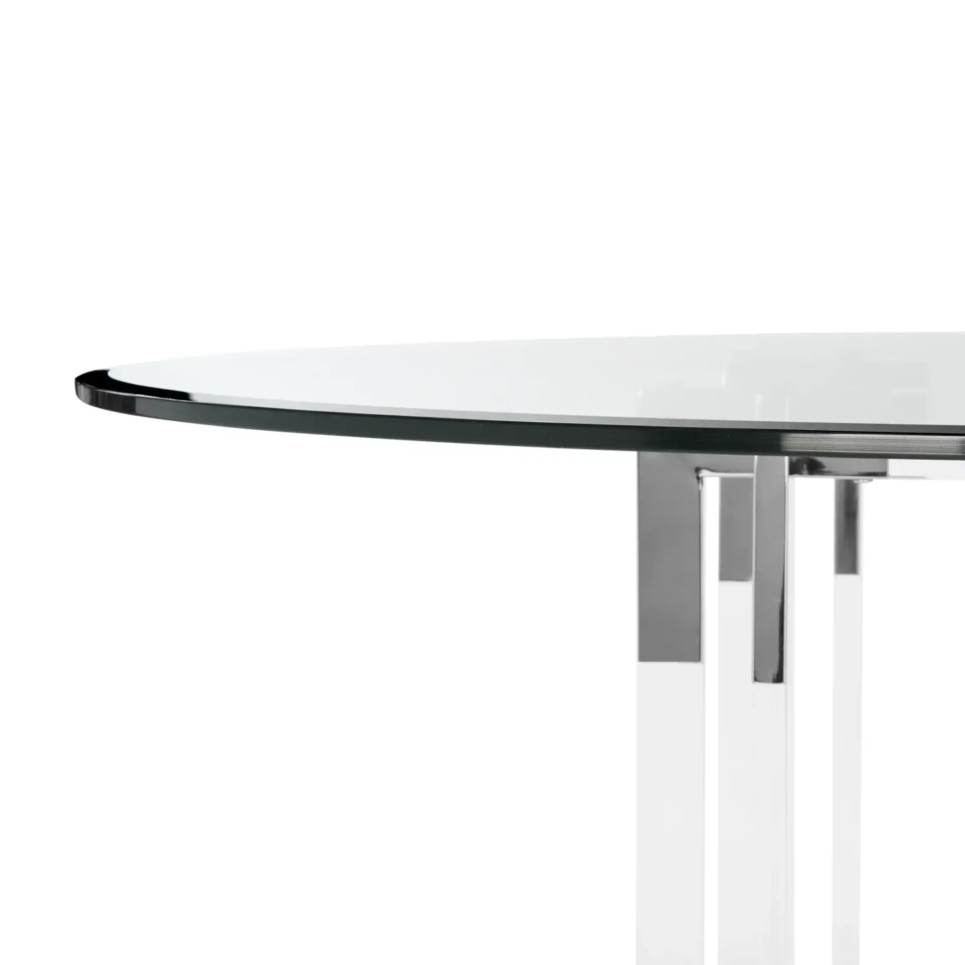Reiner Round Acrylic Dining Table in Silver / Clear in a styled room