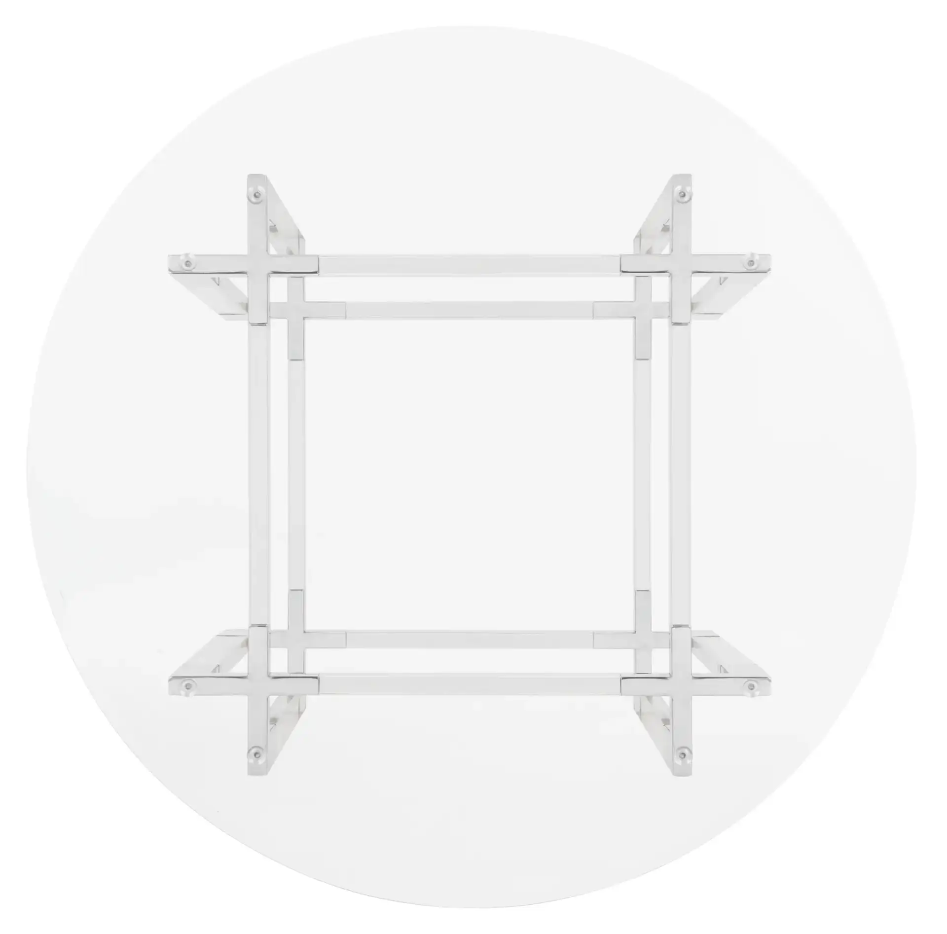 Reiner Round Acrylic Dining Table in Silver / Clear, detail view