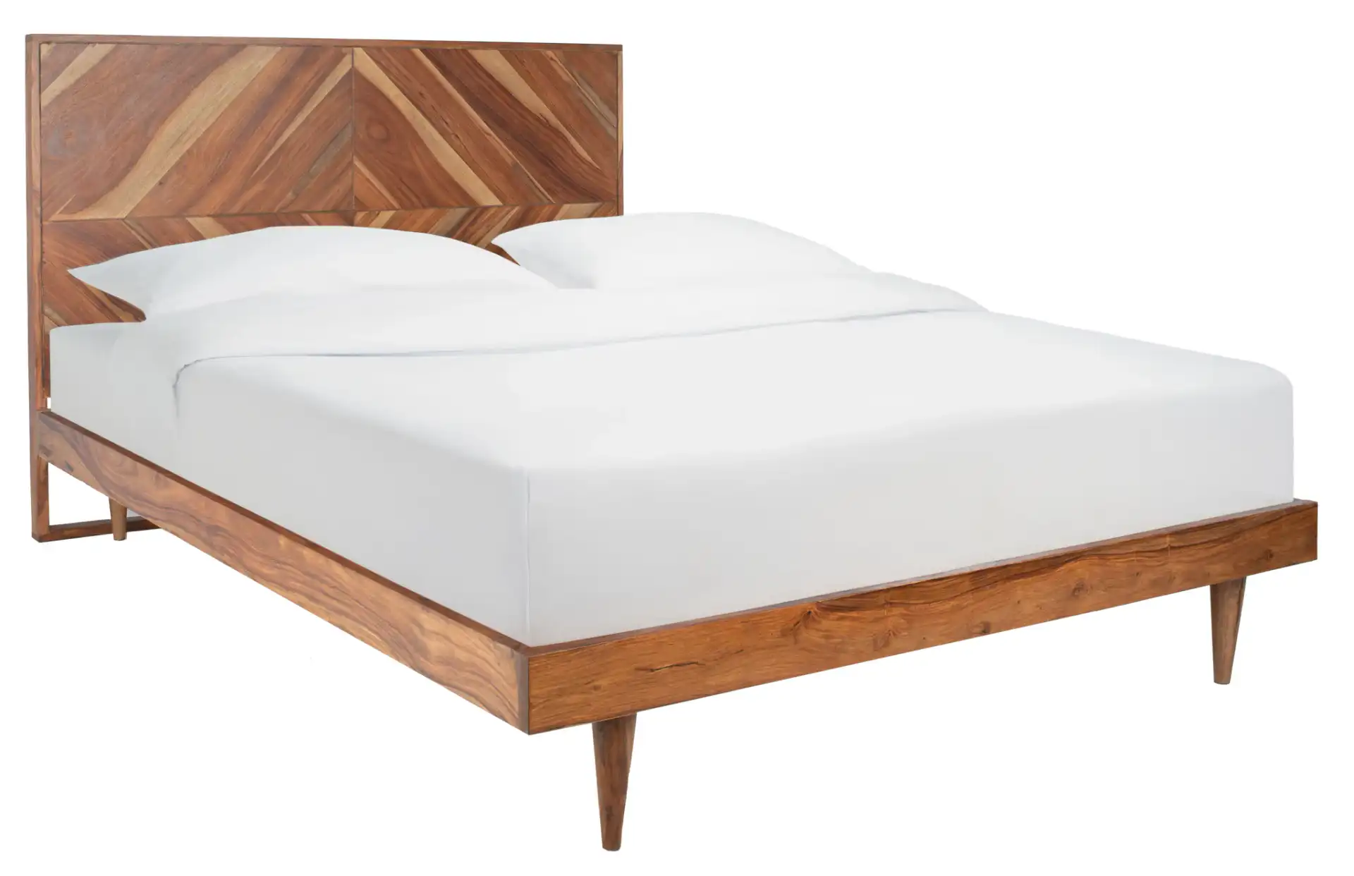 Macibryn Wood Herringbone Bed in Natural, detail view