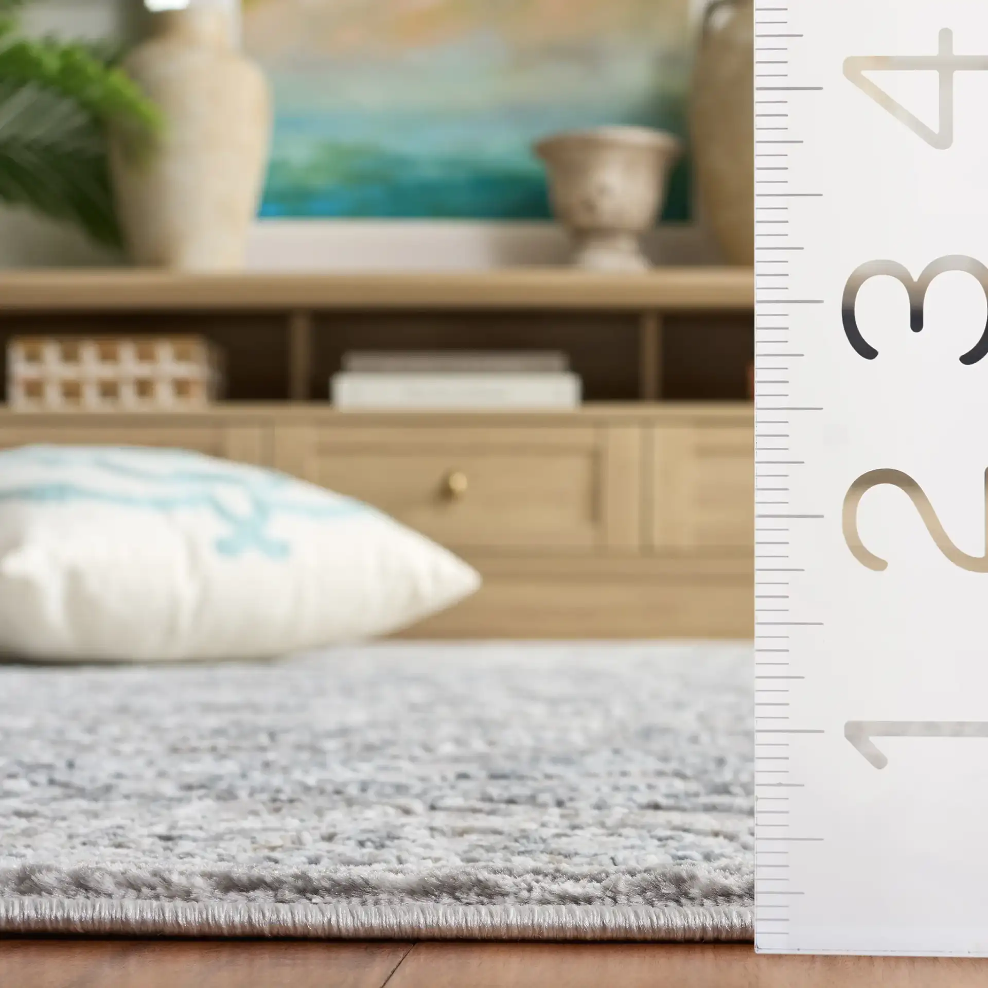 Easton Vintage Persian Rug in Gray / Blue in a styled room