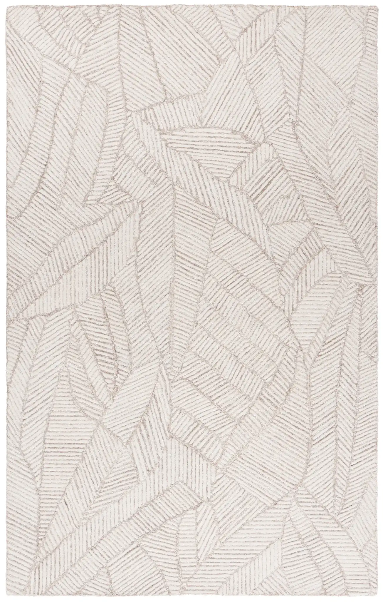 Ebony Leaf Hand-Tufted Wool Rug in Beige / Ivory