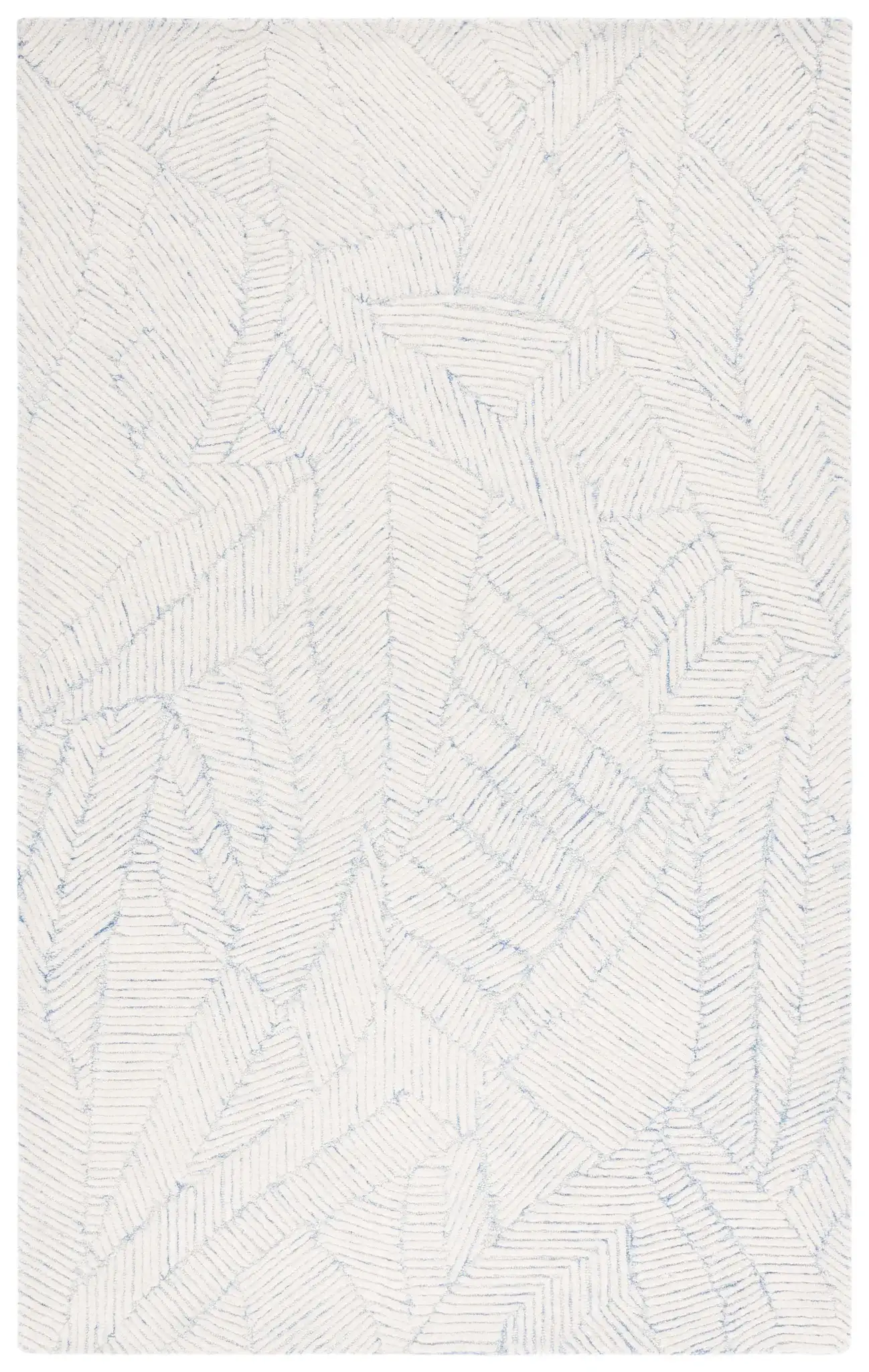 Ebony Leaf Hand-Tufted Wool Rug in Blue / Ivory