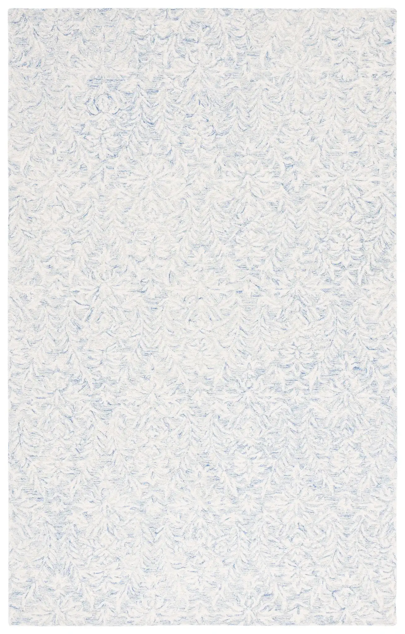 Ebony Leafy Frond Hand-Tufted Wool Rug in Blue / Ivory