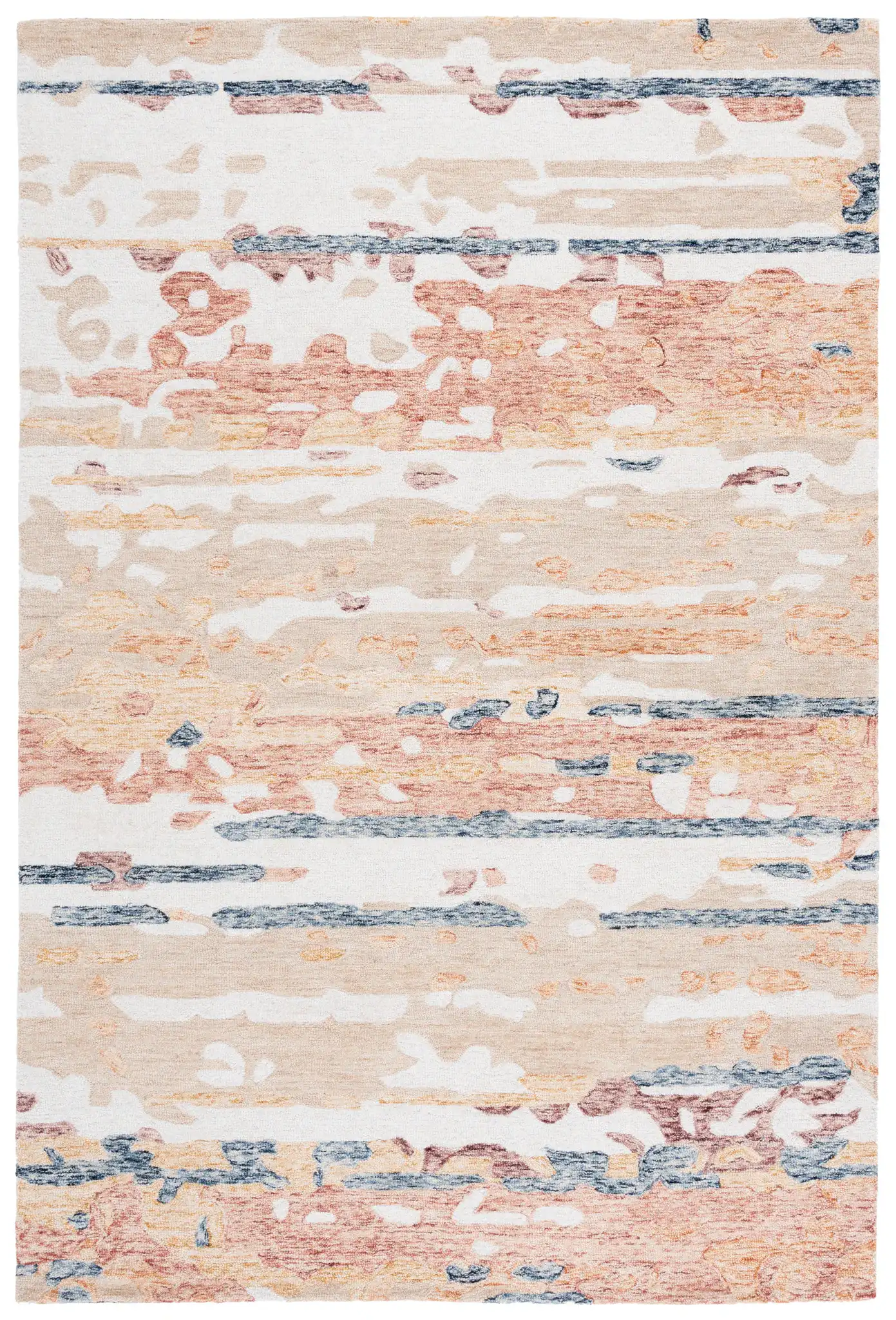 Ebony Abstract Cloud Hand-Tufted Wool Rug in Beige / Rust