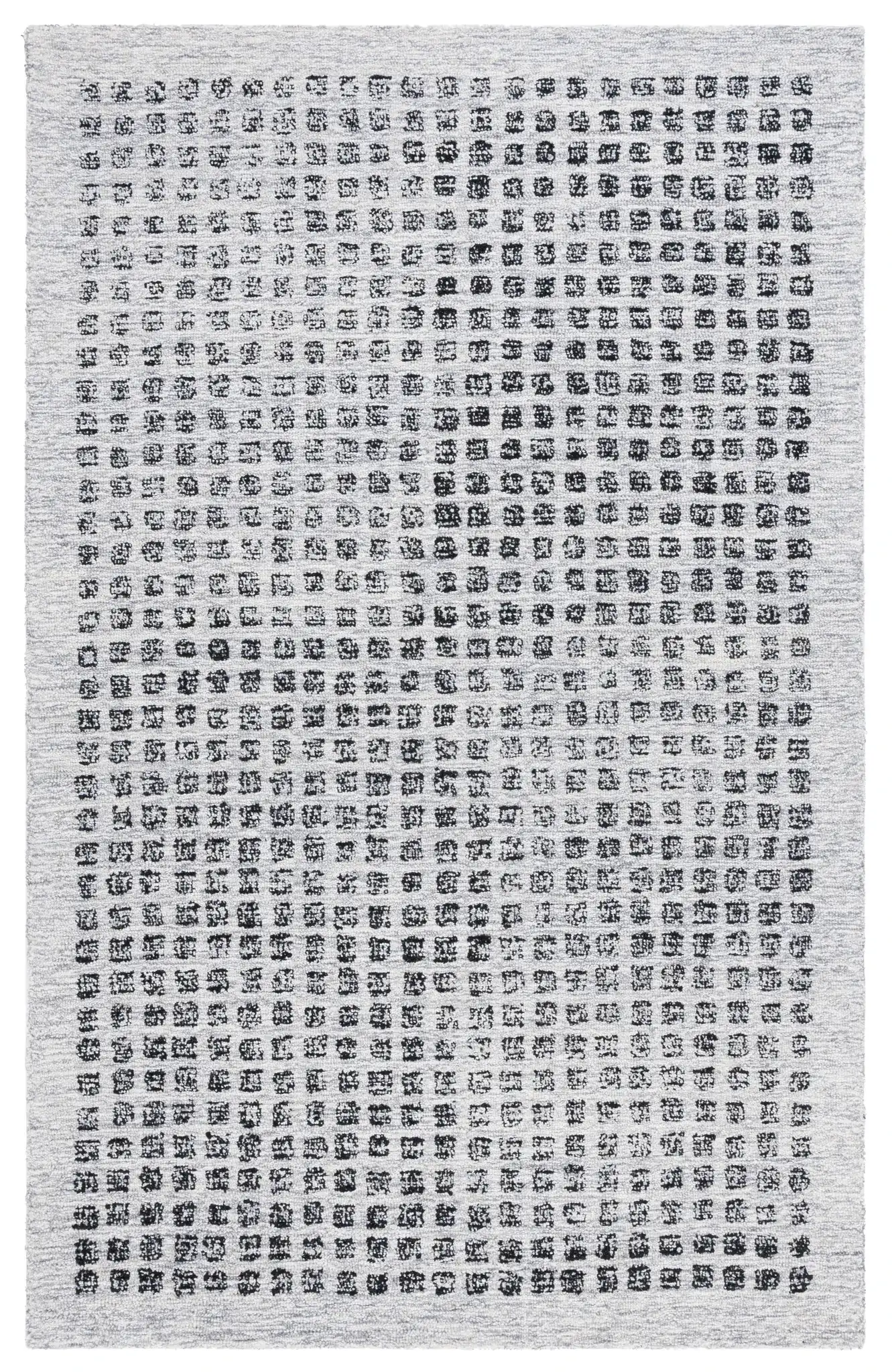 Ebony Dotted Grid Hand-Tufted Wool Rug in Silver / Black