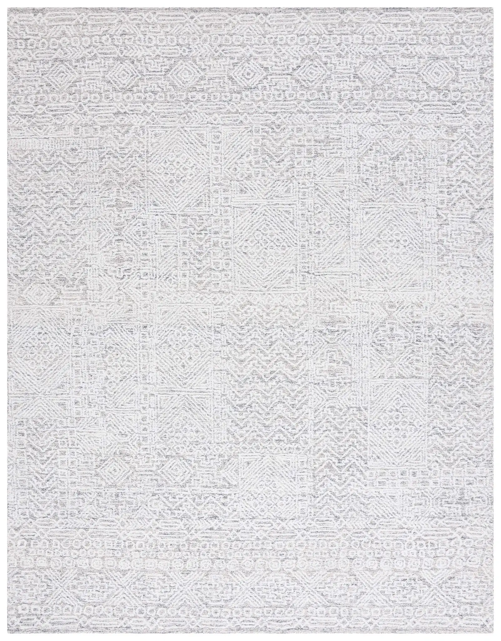 Ebony Patchwork Hand-Tufted Rug in Gray / Ivory