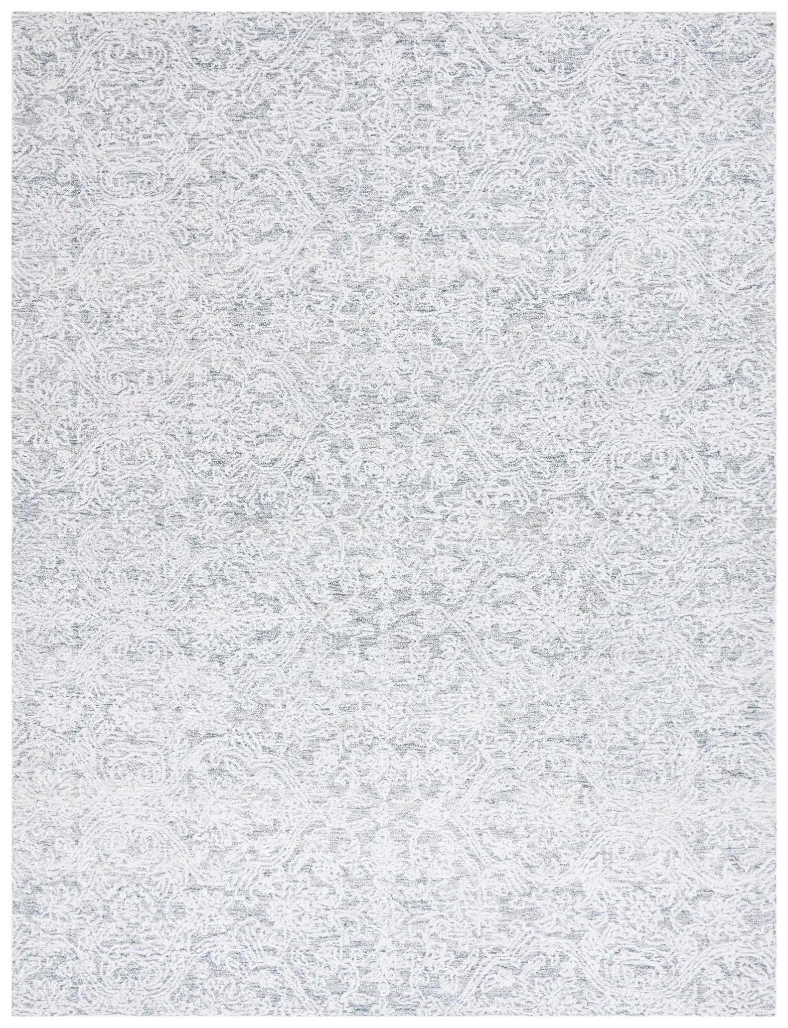 Ebony Erased Damask Hand-Tufted Rug in Light Blue / Ivory