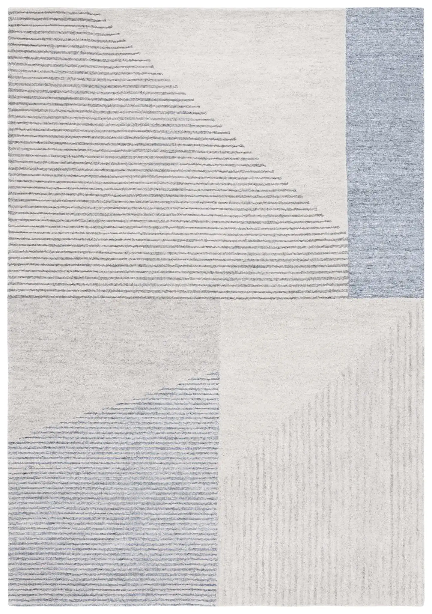 Ebony Linear Block Hand-Tufted Rug in Beige / Gray