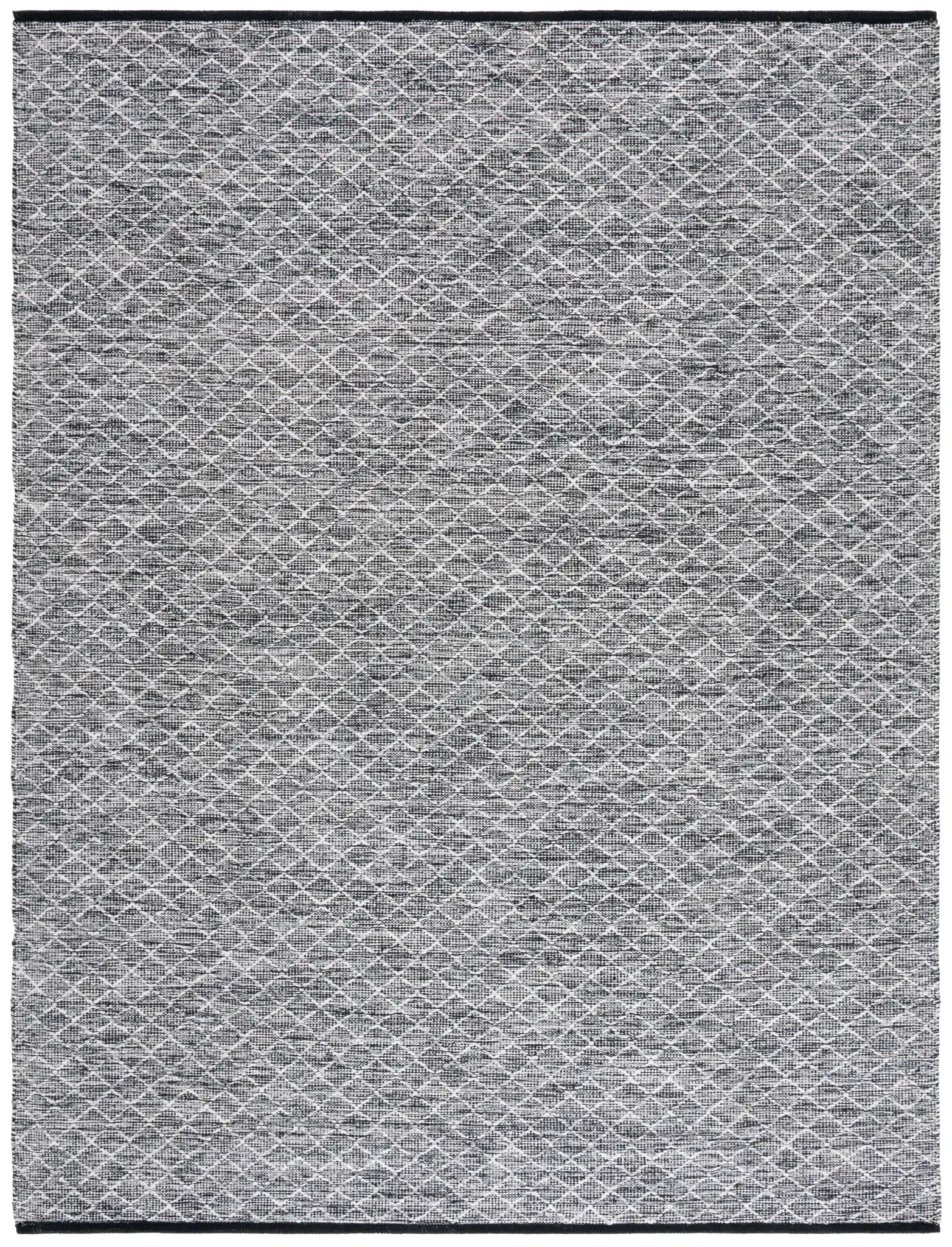 Ebony Diamond Flatweave Cotton Rug in Ivory / Black