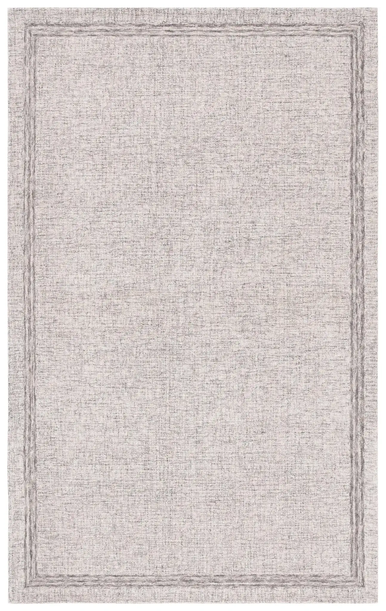Ebony Bordered Hand-Tufted Wool Rug in Gray