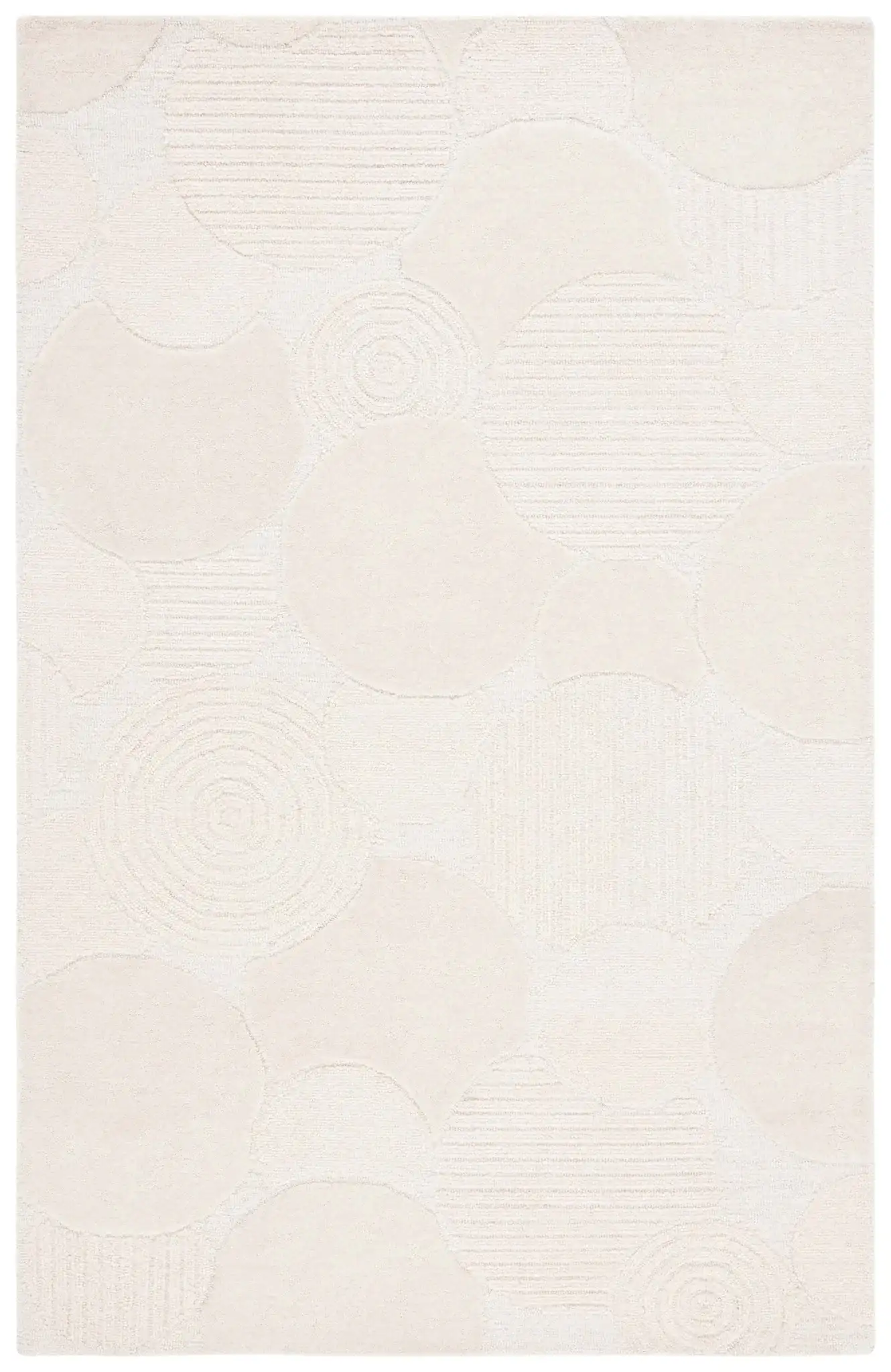 Ebony Overlapping Circles Hand-Tufted Wool Rug in Ivory