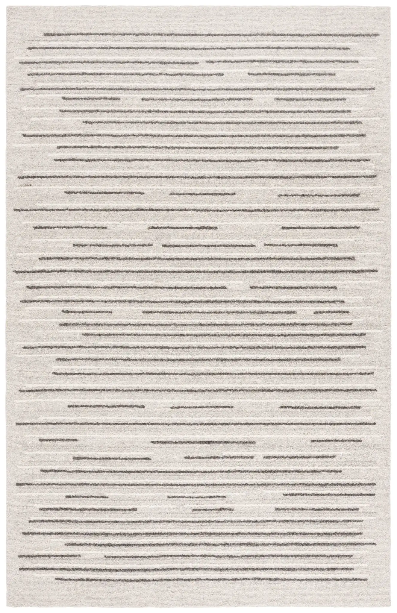 Ebony Dashed Stripe Hand-Tufted Wool Rug in Gray / Black