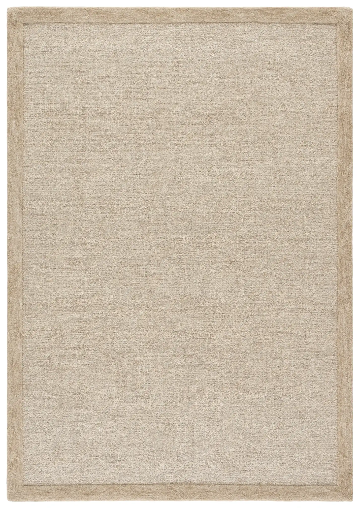 Ebony Solid Border Hand-Tufted Wool Rug in Beige
