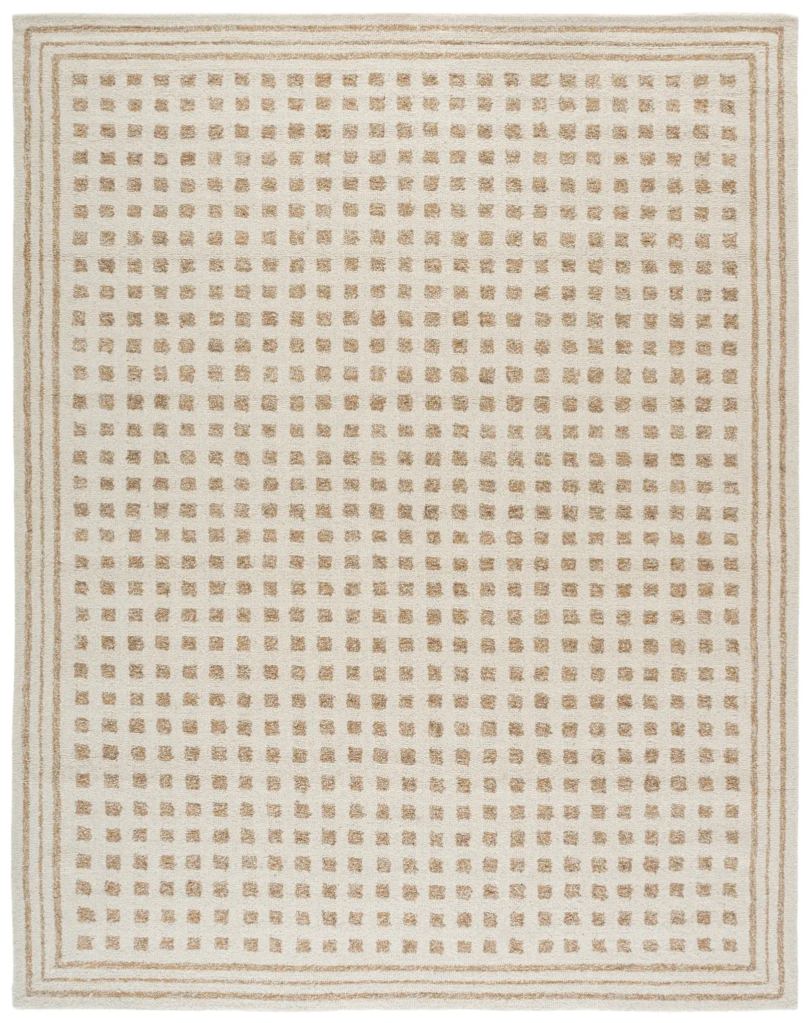Ebony Checkered Hand-Tufted Rug in Ivory / Beige