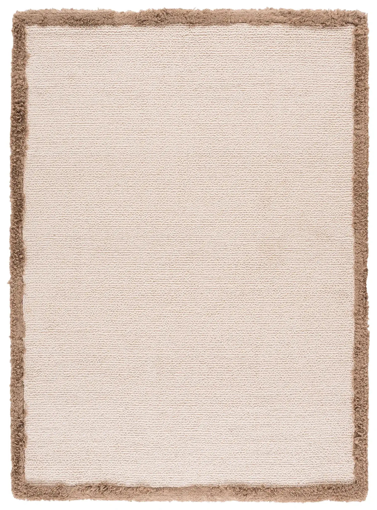 Ebony Ribbed Solid Hand-Tufted Wool Blend Rug in Light Brown / Ivory