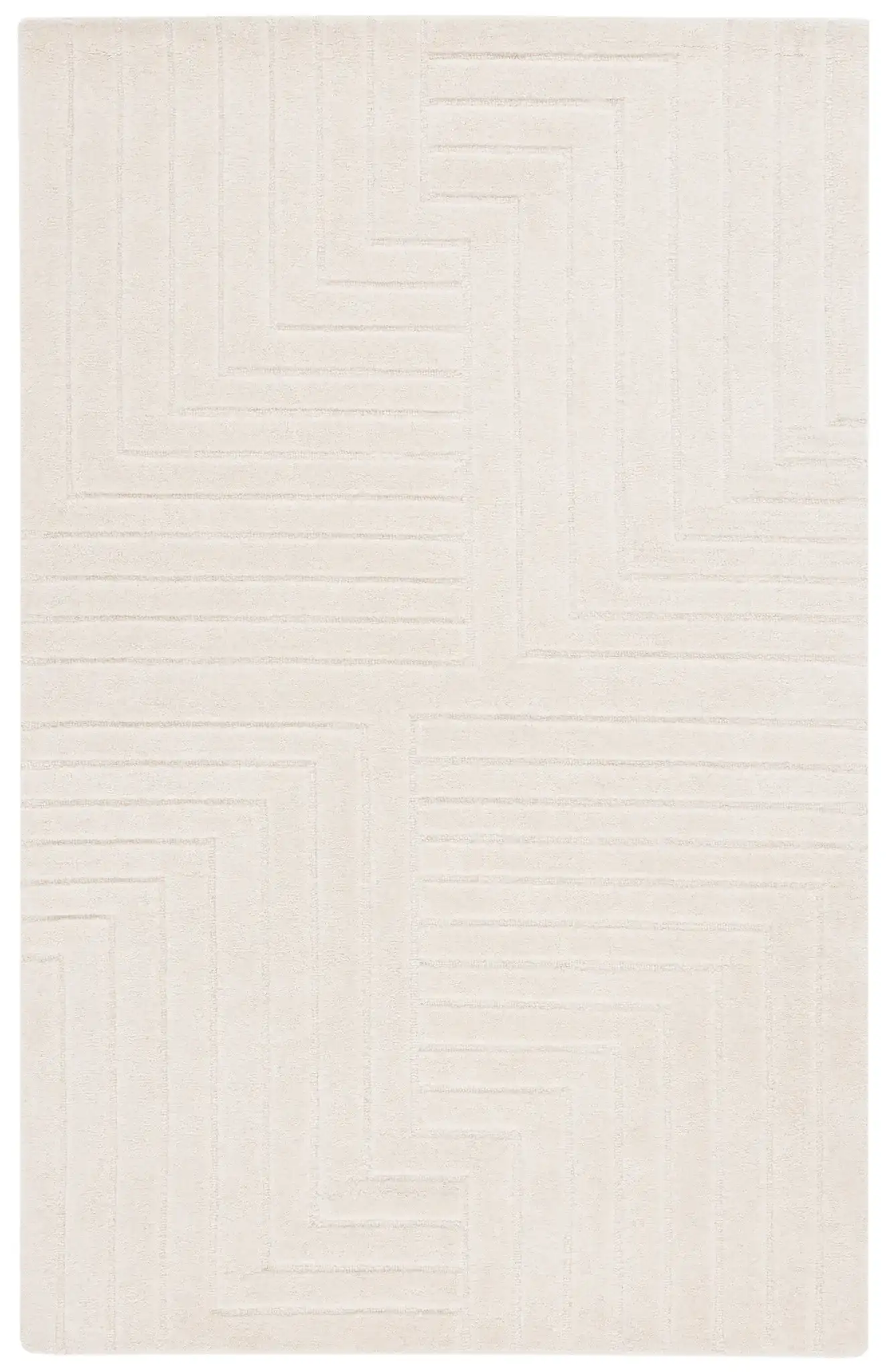 Ebony Linear Geometric Hand-Tufted Wool Rug in Ivory