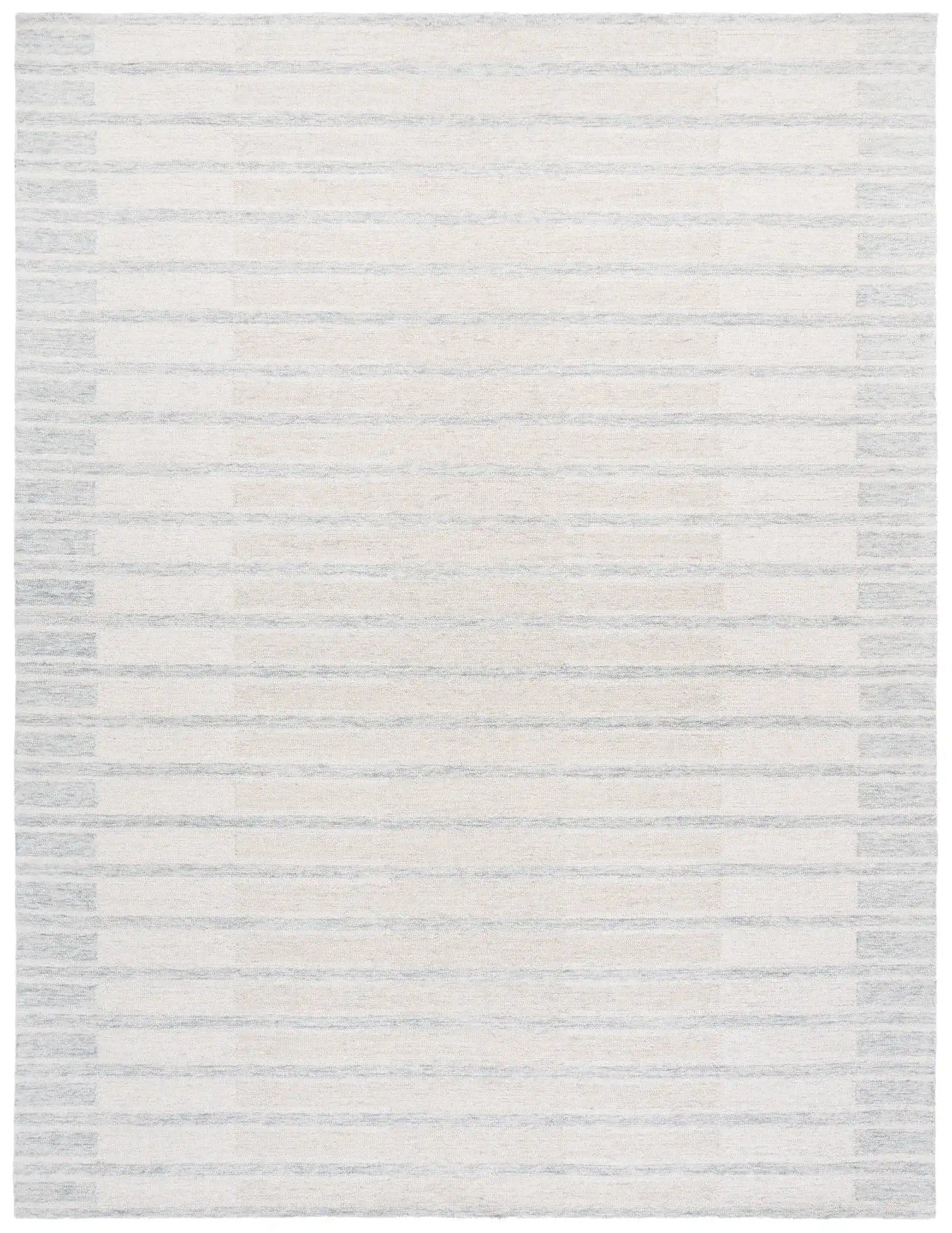 Ebony Horizontal Stripe Hand-Tufted Wool Rug in Beige / Gray