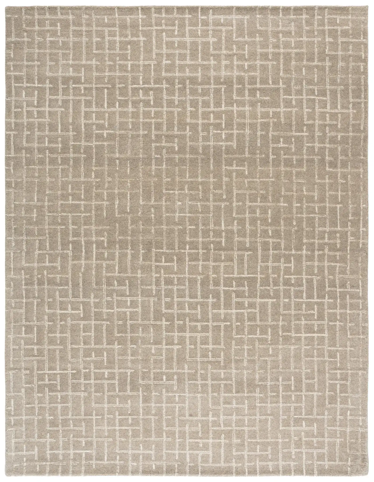 Ebony Intersecting Grid Hand-Tufted Wool Rug in Gray