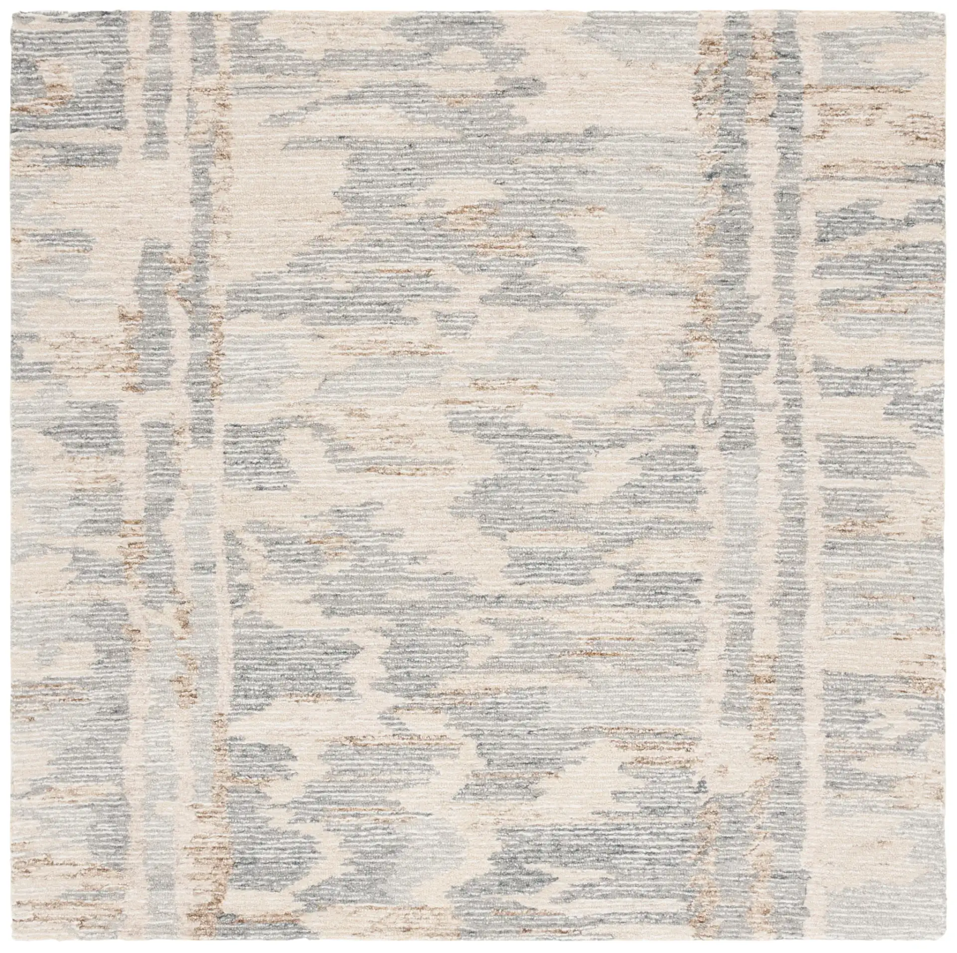Ebony Distressed Abstract Hand-Tufted Wool Rug in Gray / Ivory