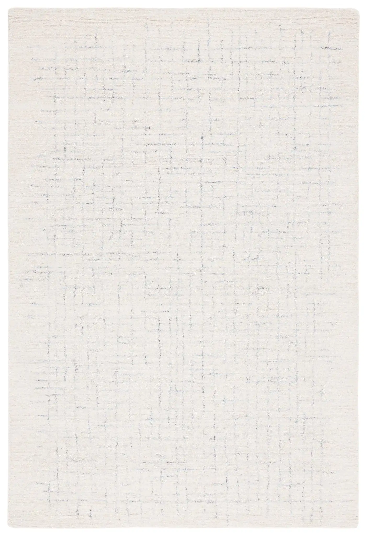 Ebony Broken Grid Hand-Tufted Wool Rug in Ivory / Navy