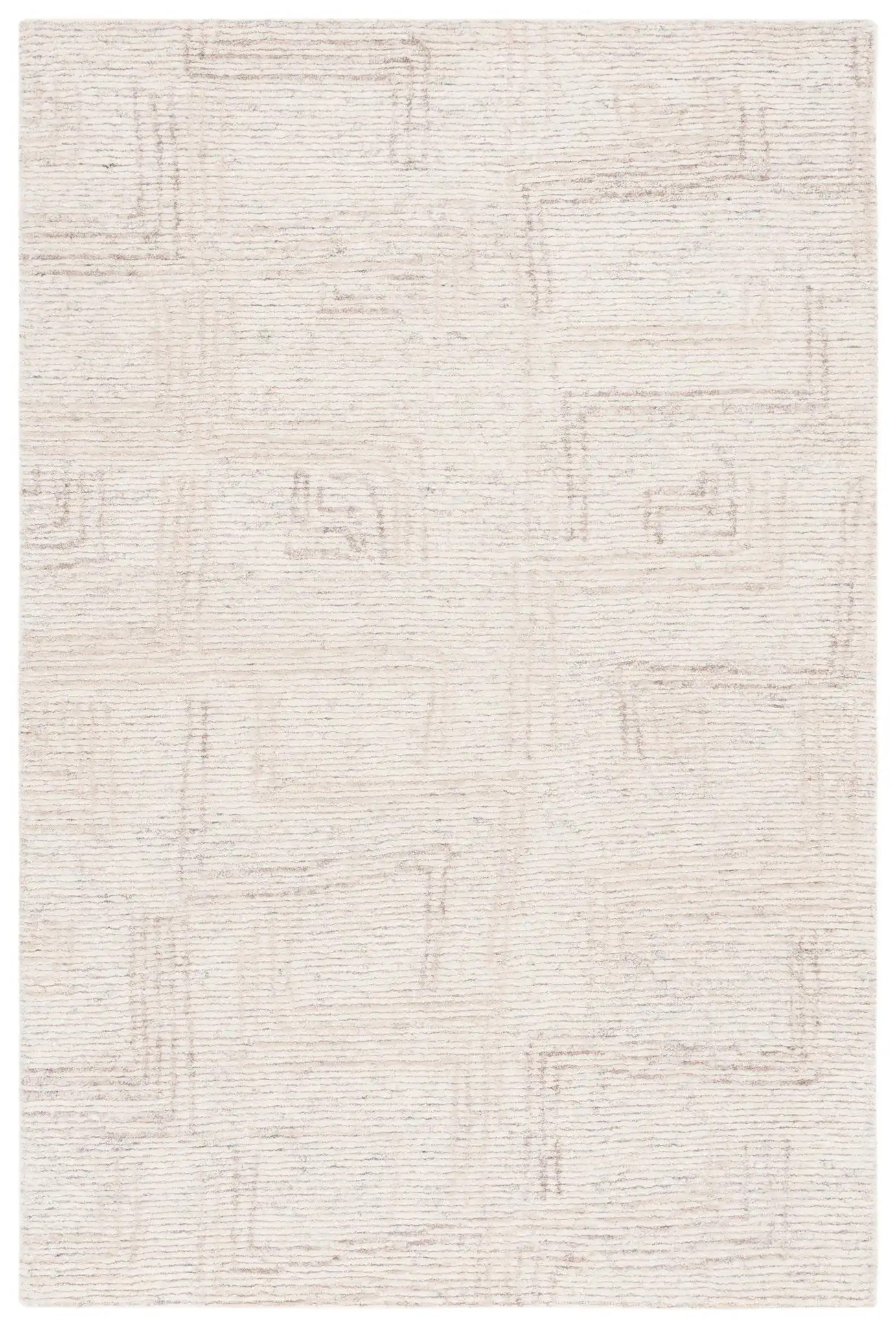 Ebony Subtle Grid Hand-Tufted Wool Rug in Ivory / Beige